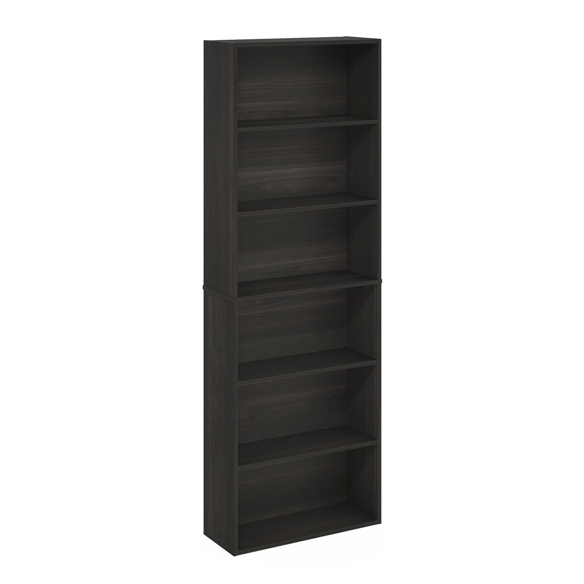 Furinno JAYA Simply Home Free Standing Adjustable 6-Tier Open Storage Bookcase, Espresso