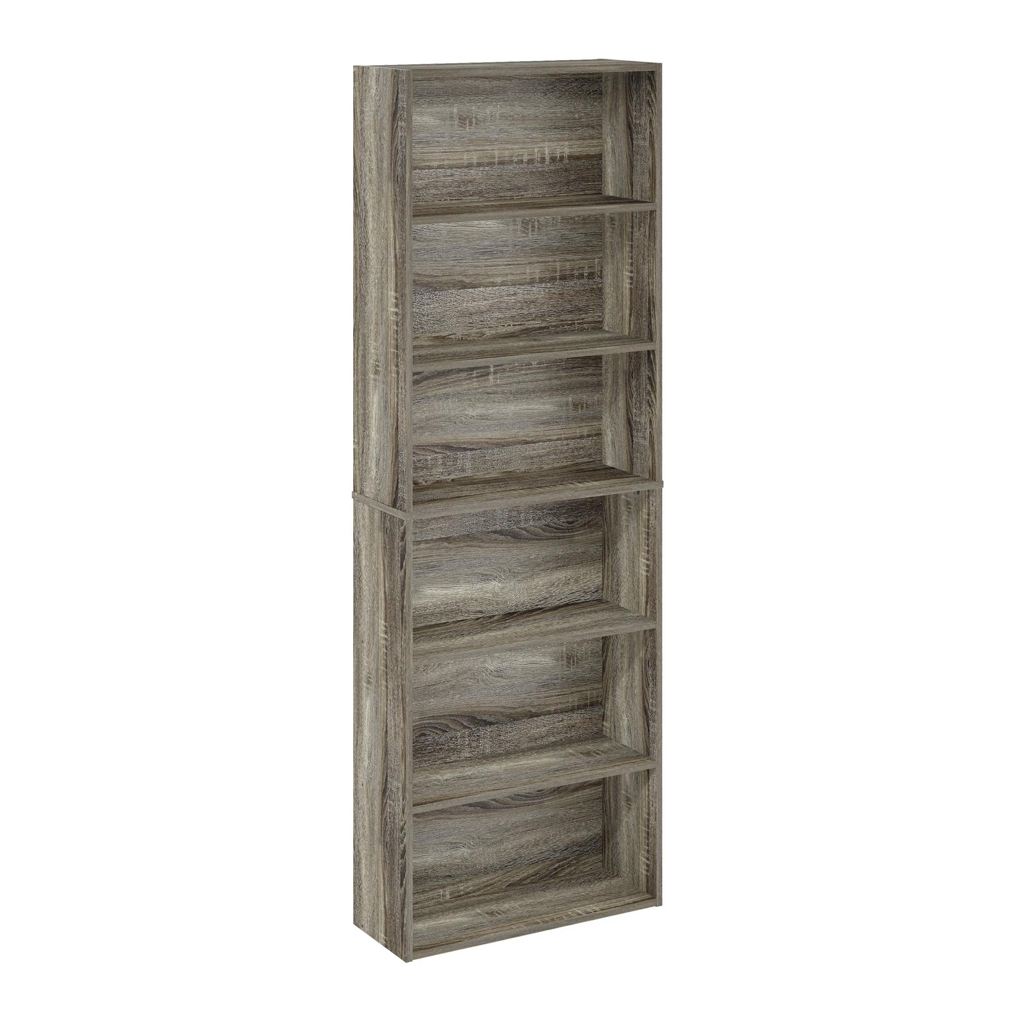 Furinno JAYA Simply Home Free Standing Adjustable 6-Tier Open Storage Bookcase, French Oak