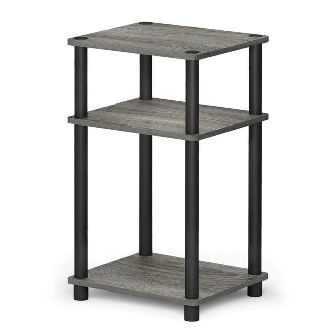 French Oak and Black 3-Tier Turn-N-Tube Transitional End Table