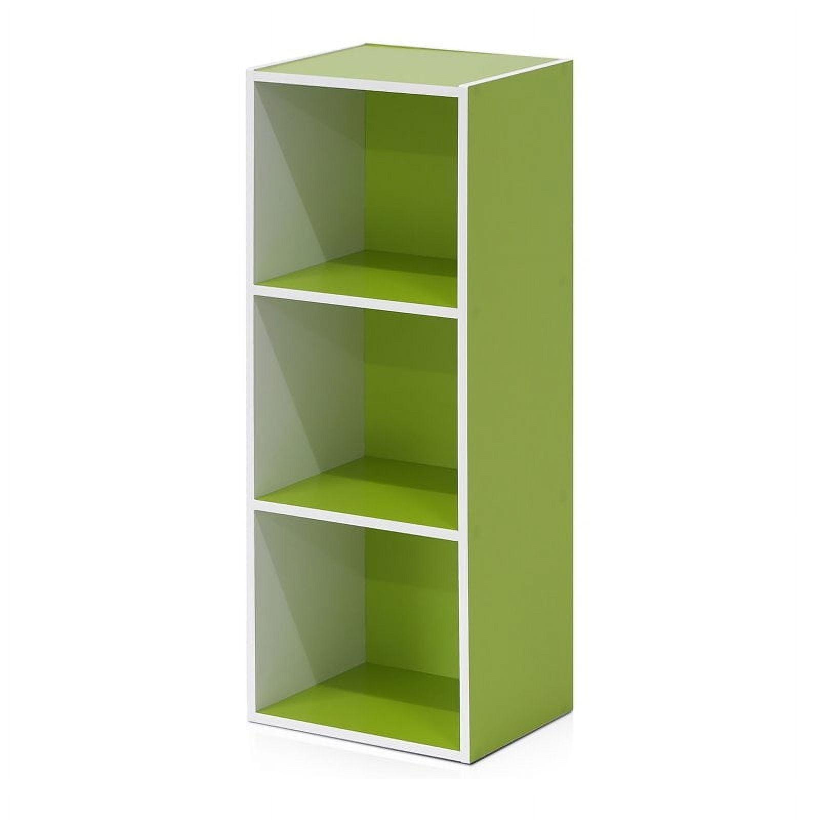 Furinno 3 Cube Reversible Bookcase Floor Standing Bookshelf Horizontal Vertical,White/Green/Blue/Pink