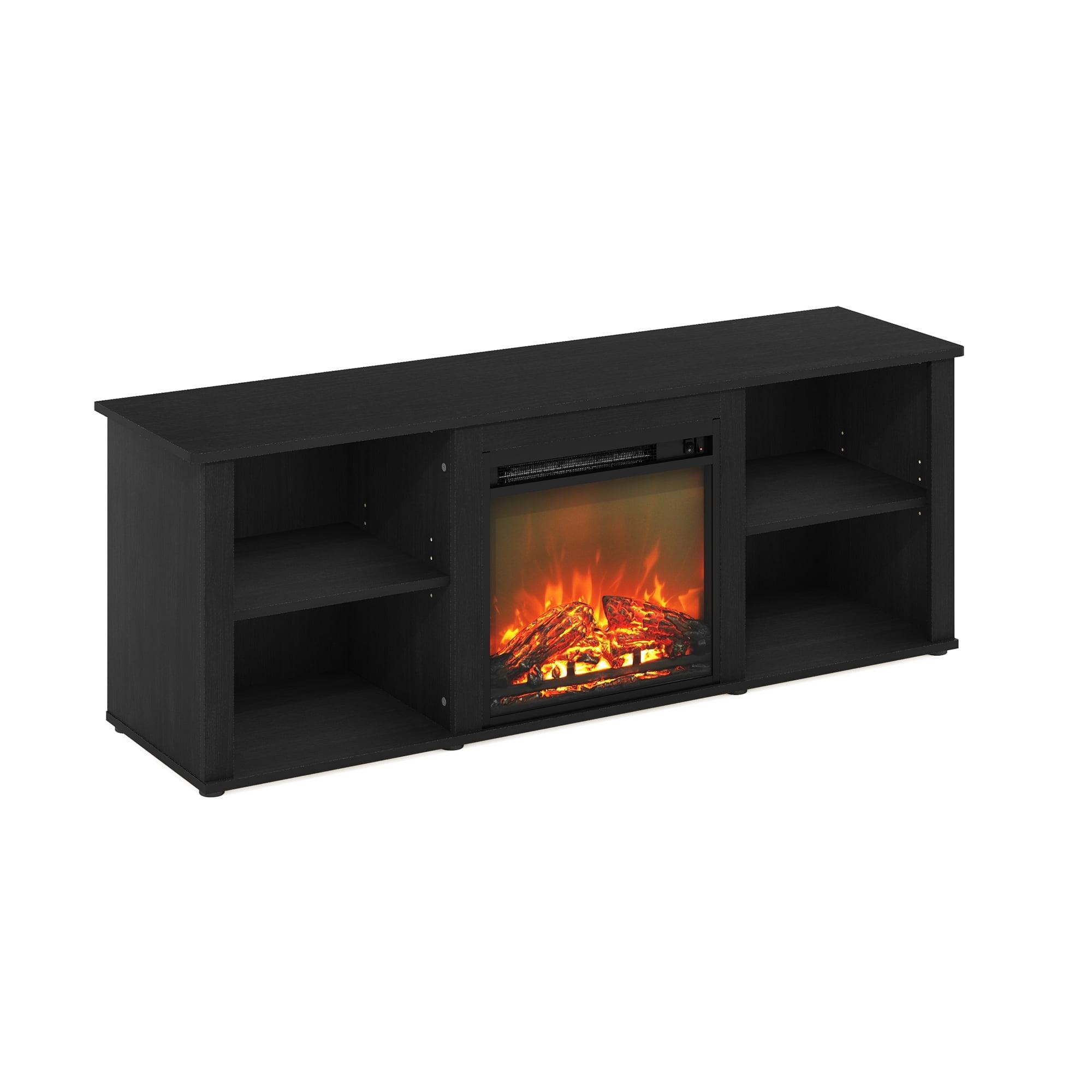 Furinno Classic Fireplace TV Stand Entertainment Console Media Center W/18" Electric Fireplace for TVs up to 60",Americano