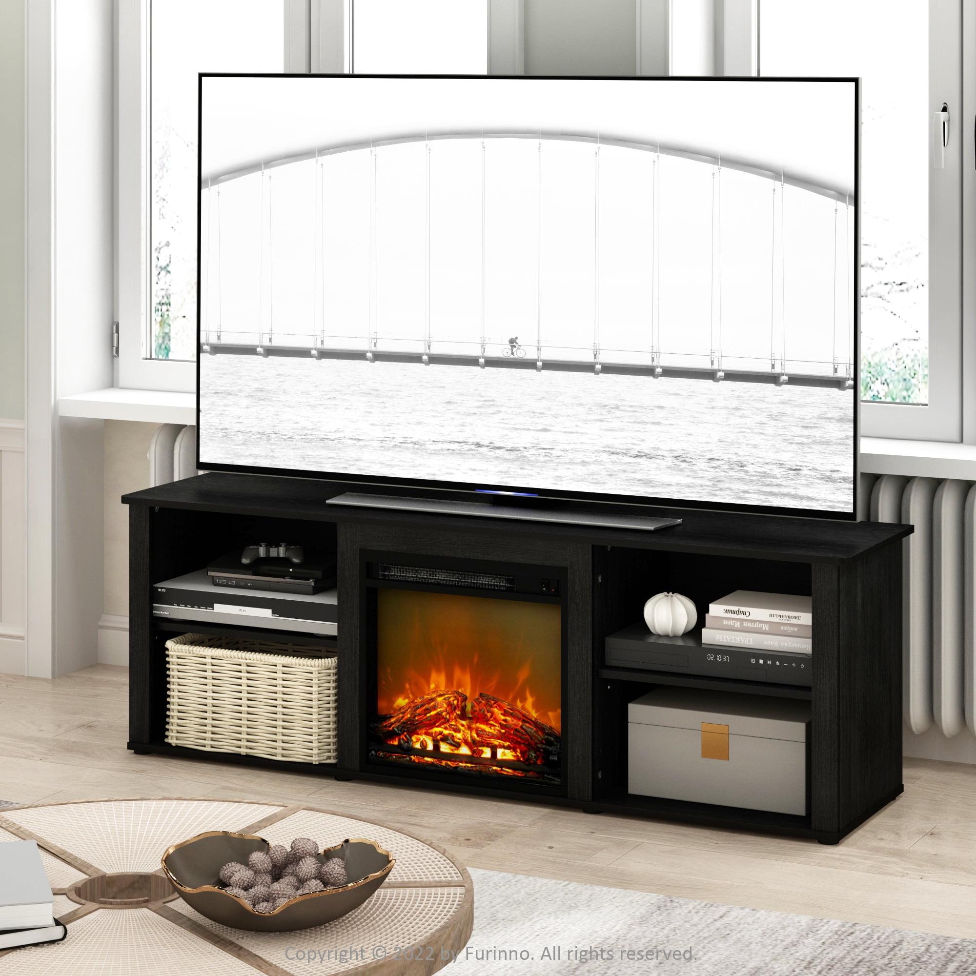 Classic Americano 70" Wood TV Stand with Built-In Fireplace