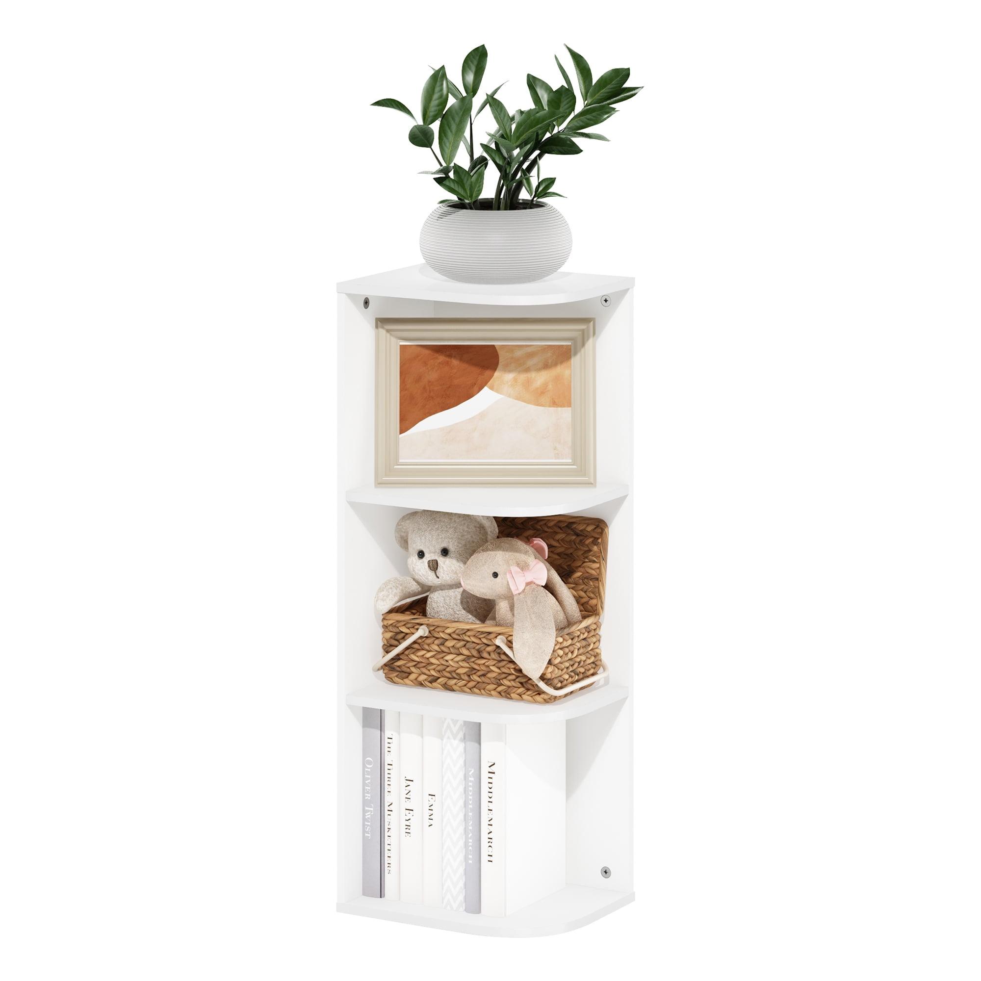 Compact White 3-Tier Corner Stackable Shelf for Small Spaces