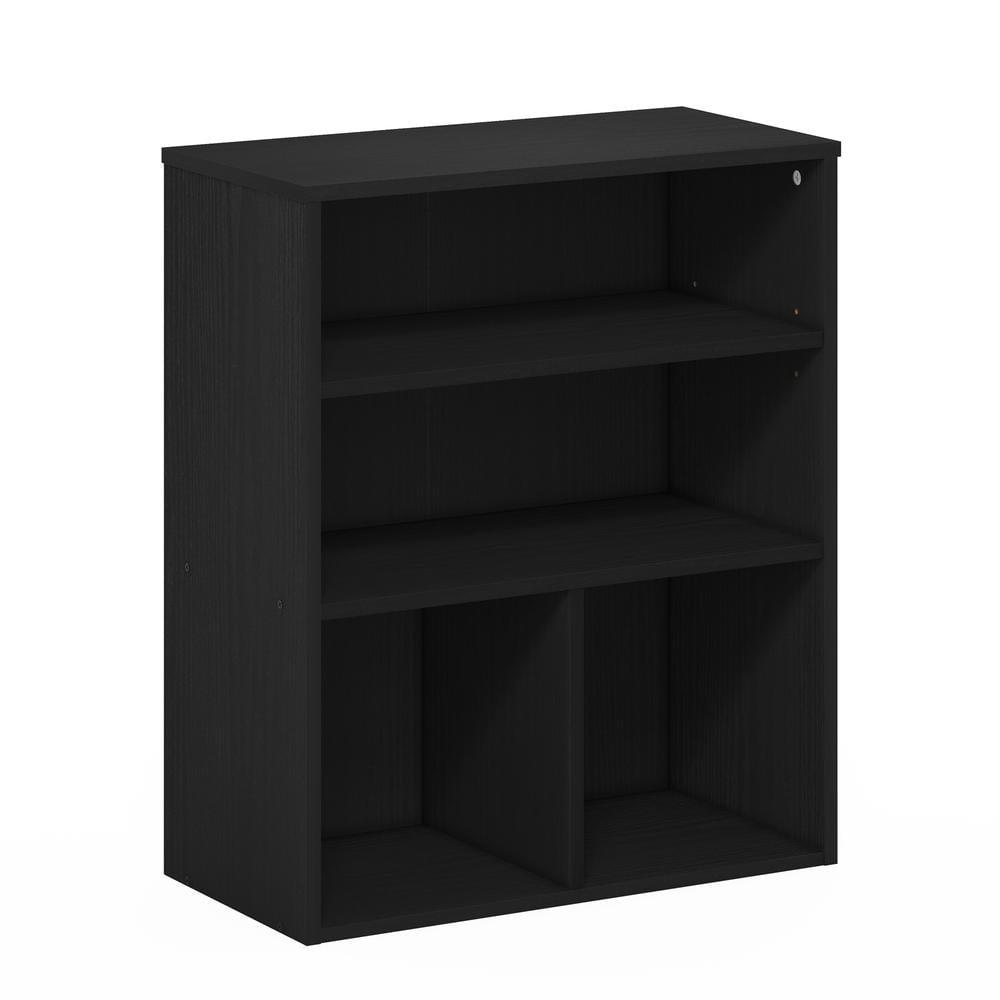 Furinno 3-Tier Open Bookcase Multipurpose Display Rack 3-Cube Storage Bookshelf Cabinet with Adjustable Shelves,Black Oak