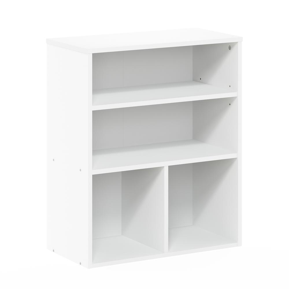 Furinno 3-Tier Open Bookcase Multipurpose Display Rack 3-Cube Storage Bookshelf Cabinet with Adjustable Shelves,White