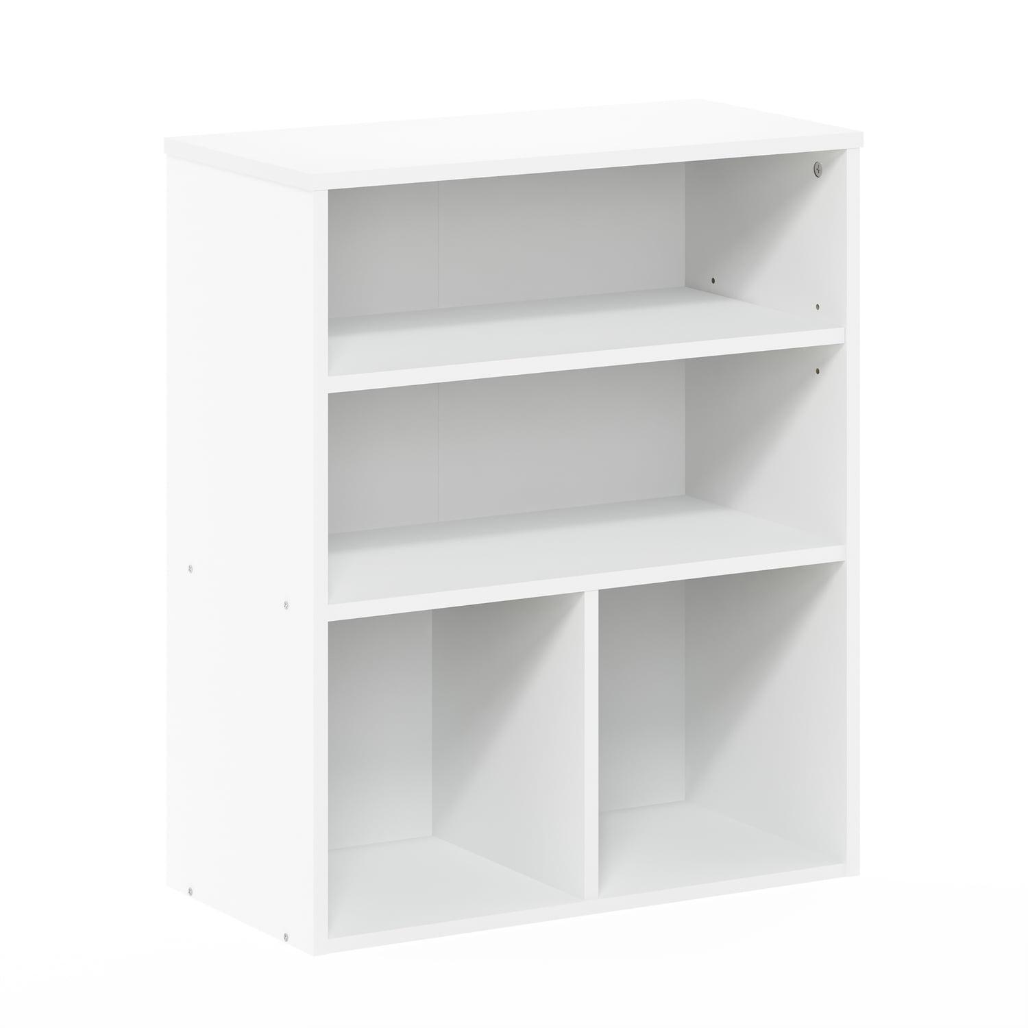 White Adjustable 4-Shelf Contemporary Wood Bookcase