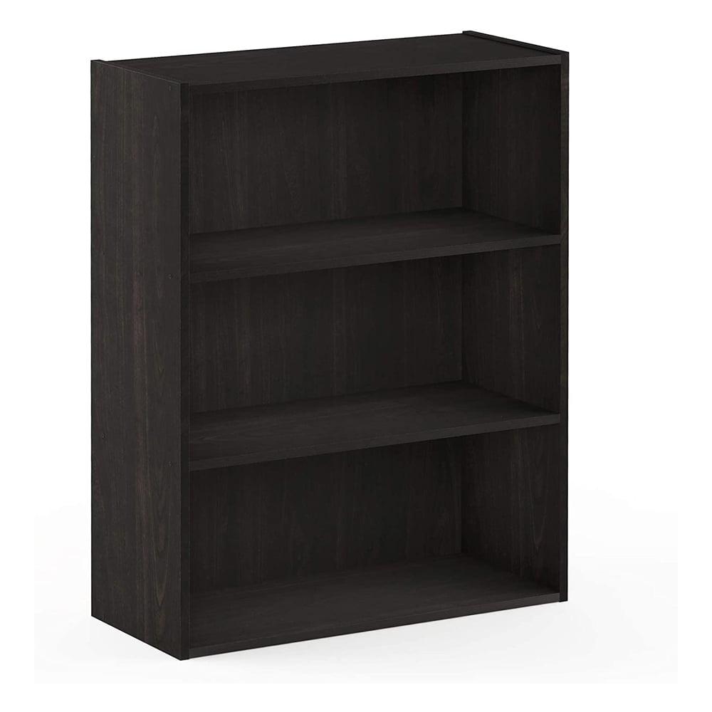 Espresso 3-Tier Wood Open Bookshelf