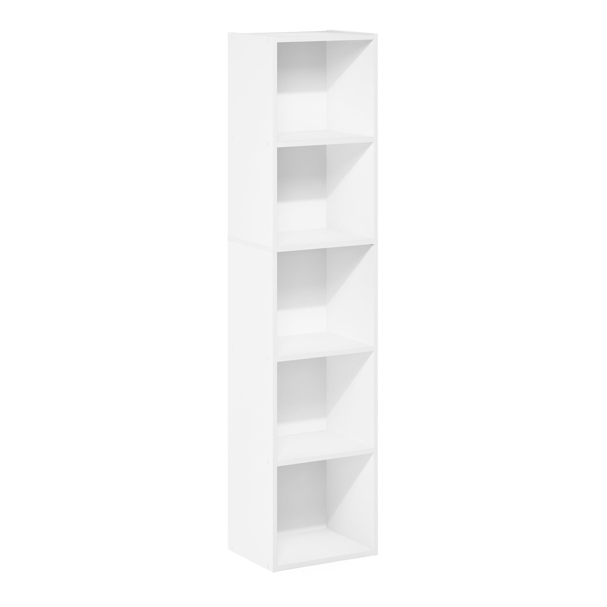 Furinno Pasir 5-Tier Open Shelf Bookcase, White