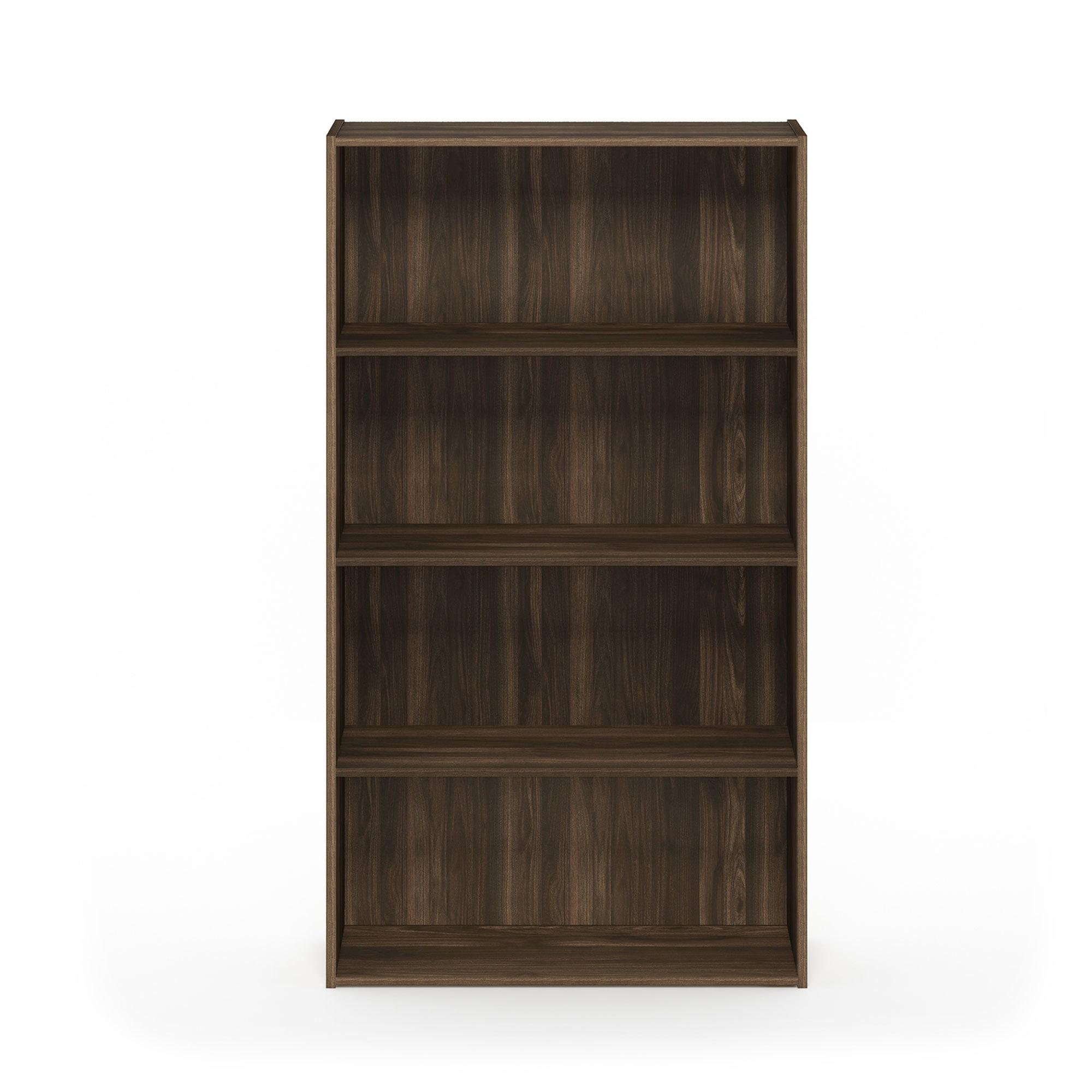 Columbia Walnut 4-Tier Engineered Wood Open Shelf Bookcase