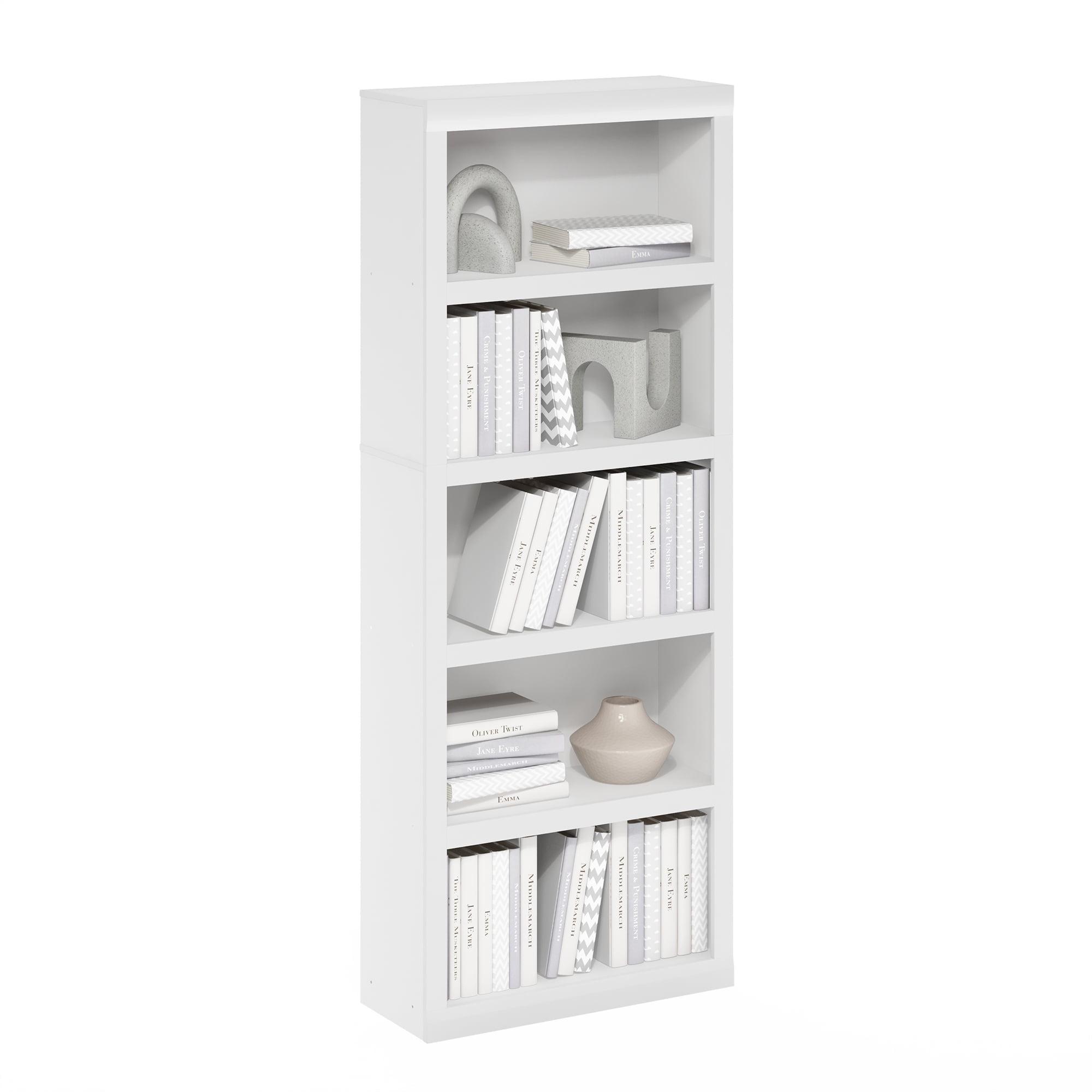 Furinno Rail 5-Tier Open Shelf Bookcase, White