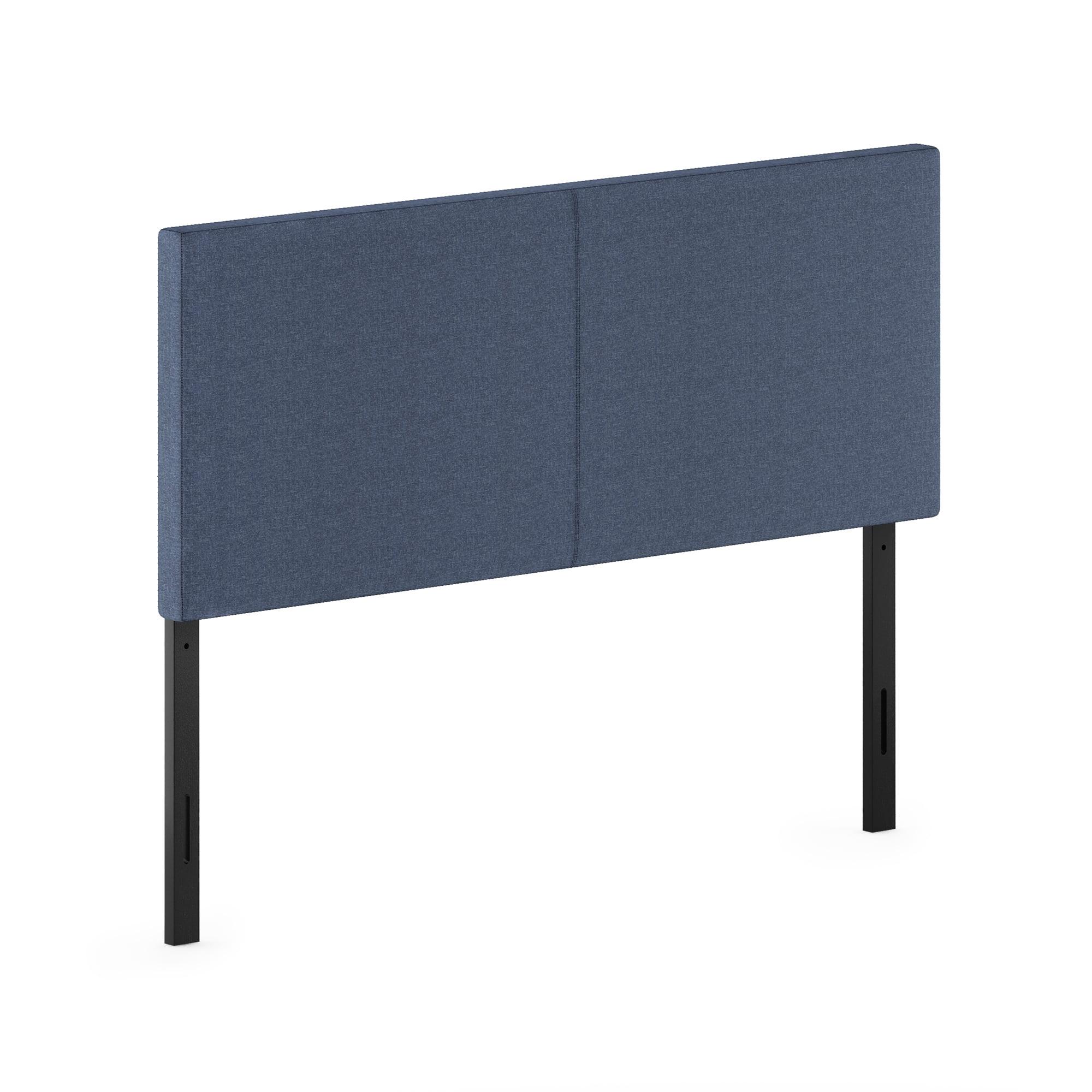 Denim Upholstered Full Headboard with Black Metal Legs