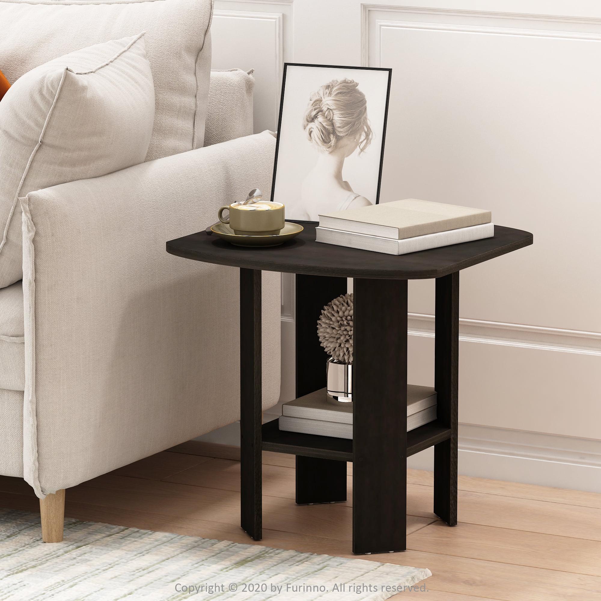 Espresso Composite Wood Rectangular End Table with Shelf