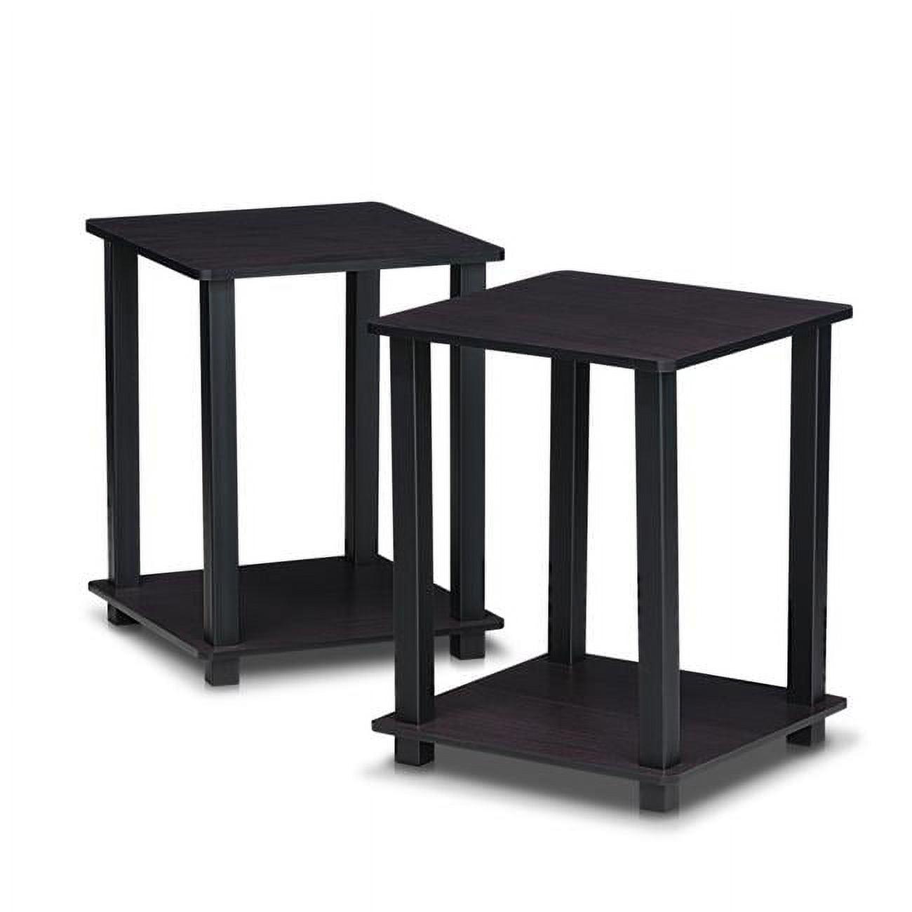 Furinno Simplistic End Table, Set of Two, Dark Walnut/Black