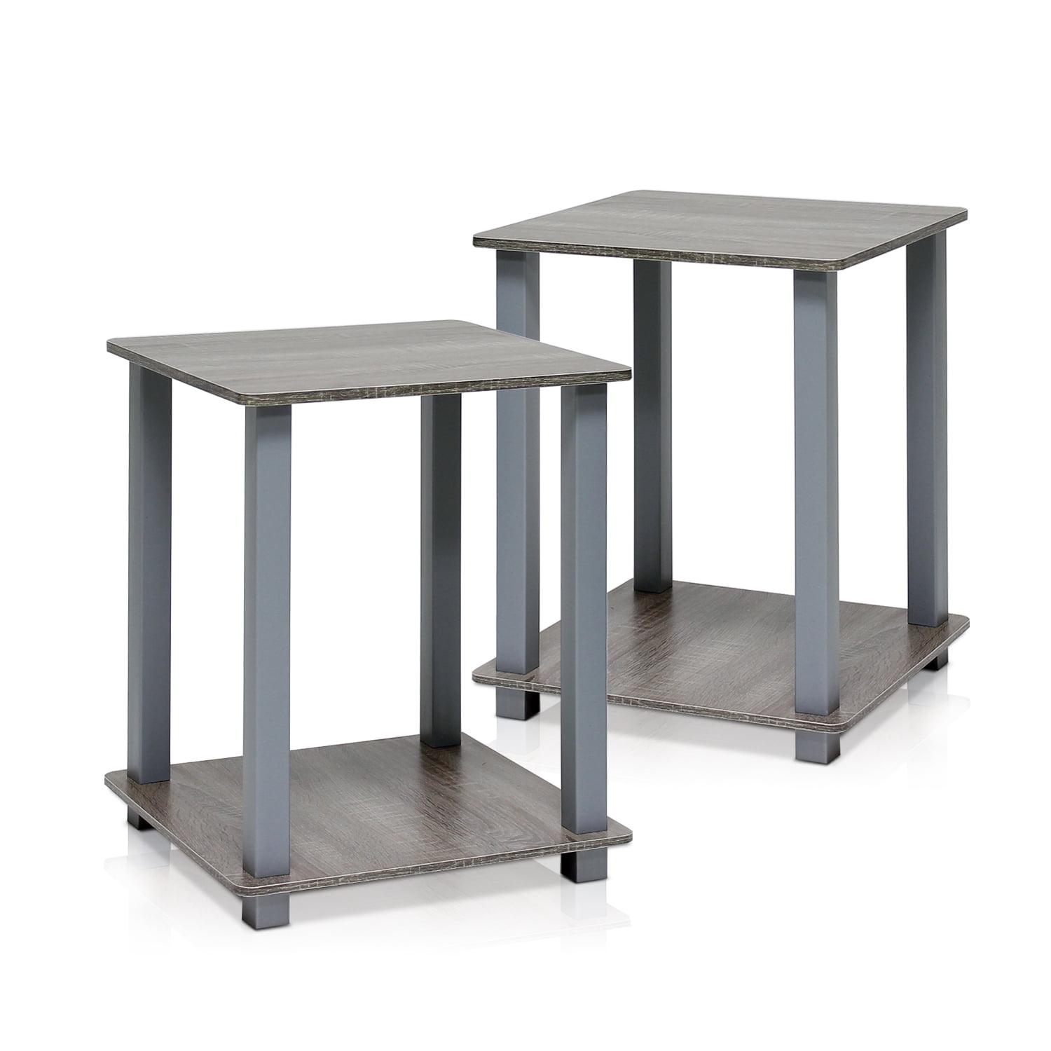 Simplistic End Table, French Oak Grey - 19.6 x 15.6 x 15.6 in. - Set of 2