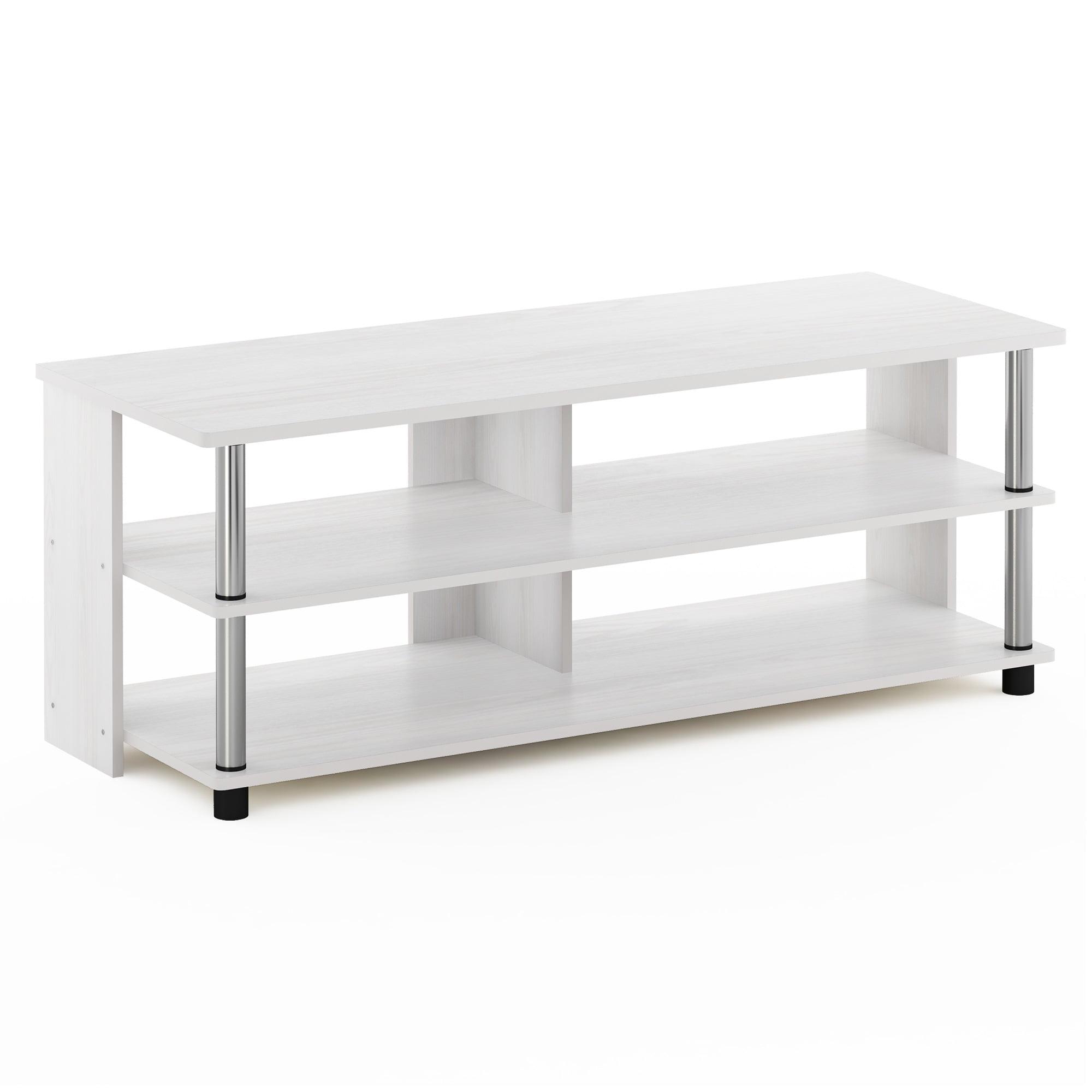 Sully Compact White Oak & Stainless Steel 2-Tier 48" TV Stand