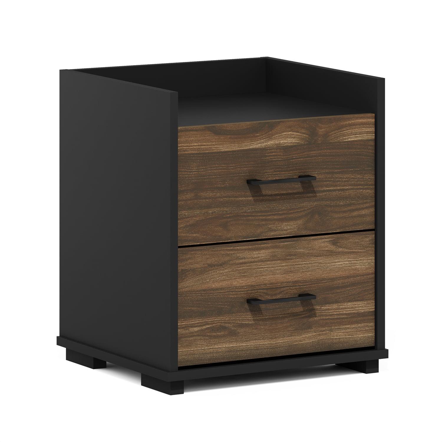Furinno  Tidur Modern Bedroom Bedside Tables Handle 2-Drawer Chest Nightstand