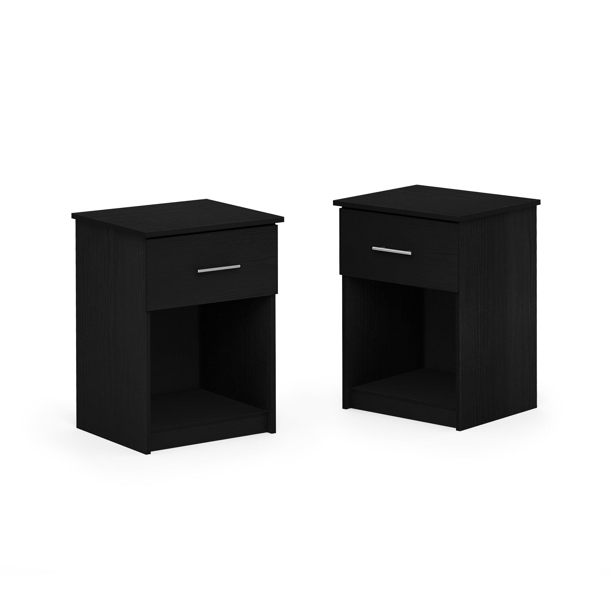 Americano Modern White Wood Nightstand Set of 2 with Drawer