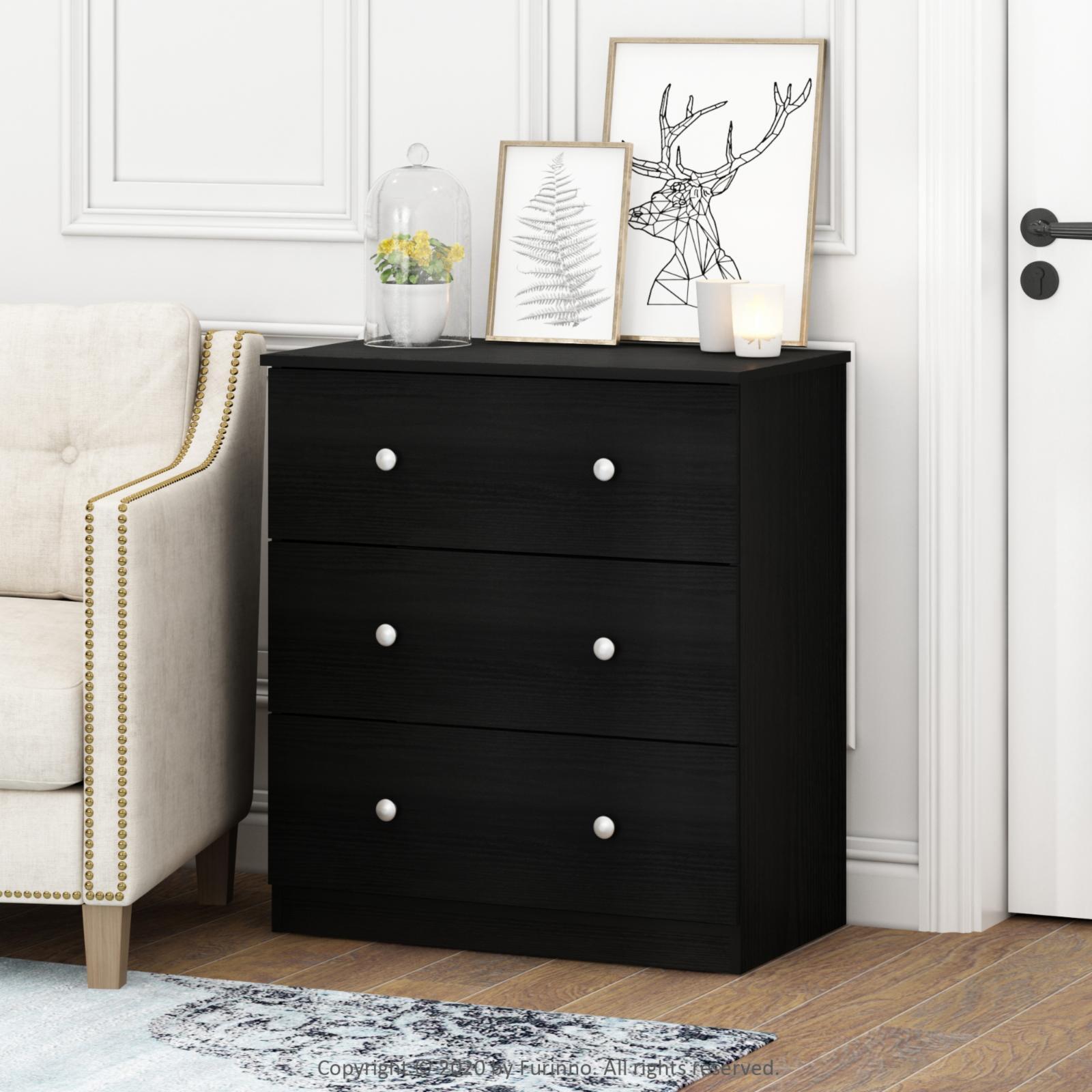 White Minimalist 3-Drawer Wooden Bedroom Dresser