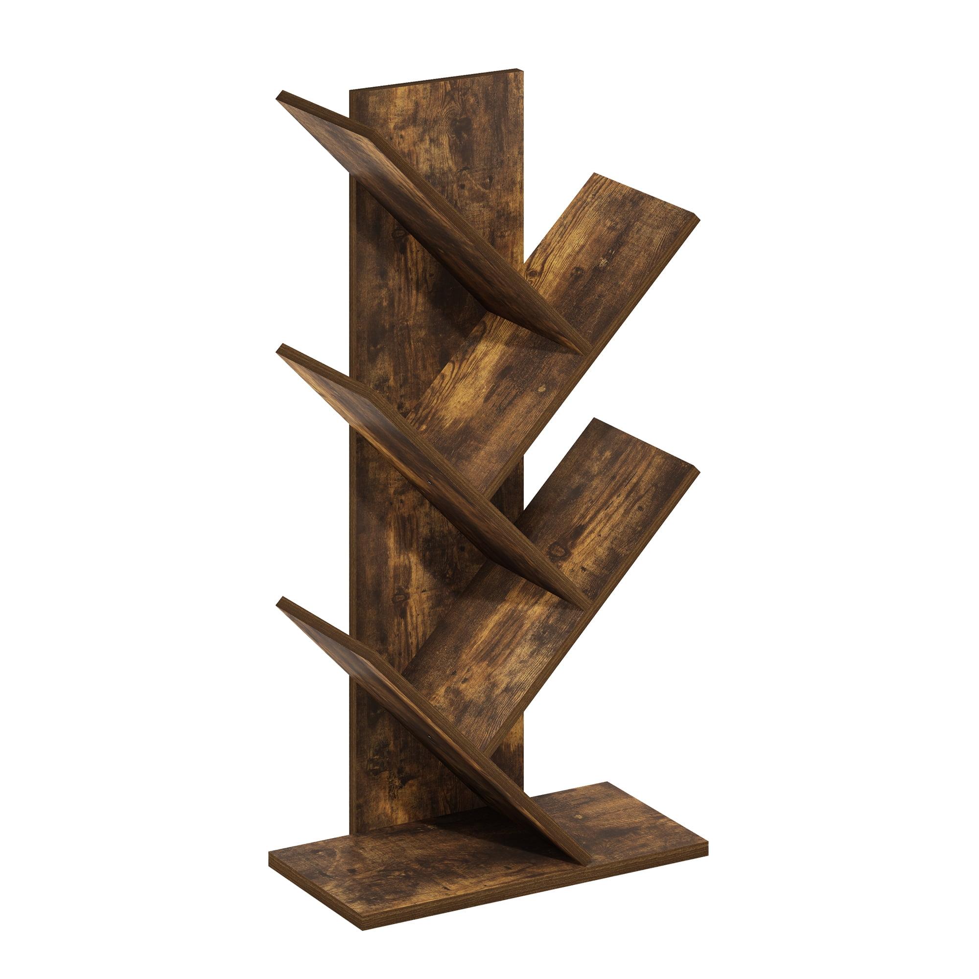 Amber Pine 5-Tier Tree Bookshelf with Rustic Finish