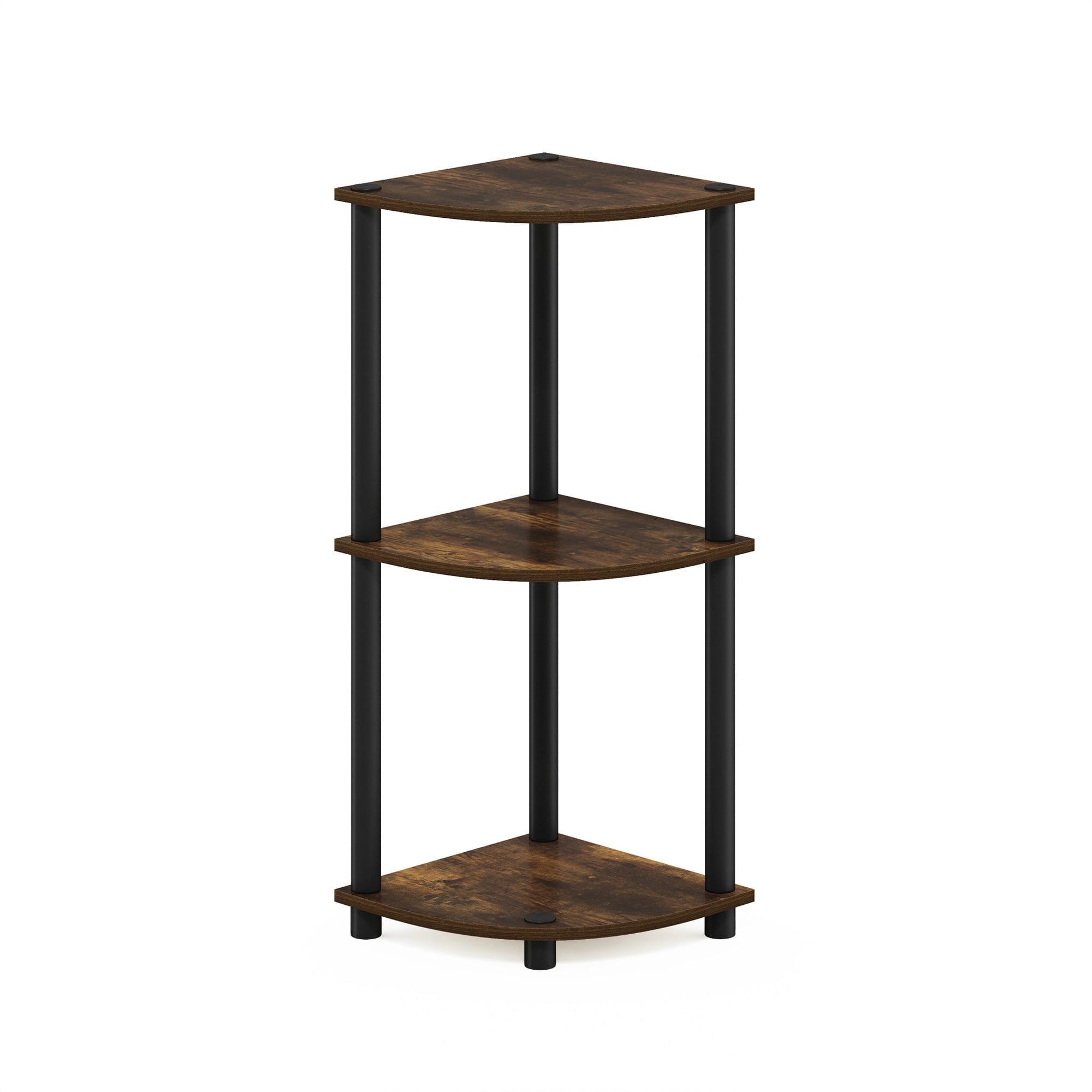 Amber Pine and Black 3-Tier Corner Shelf