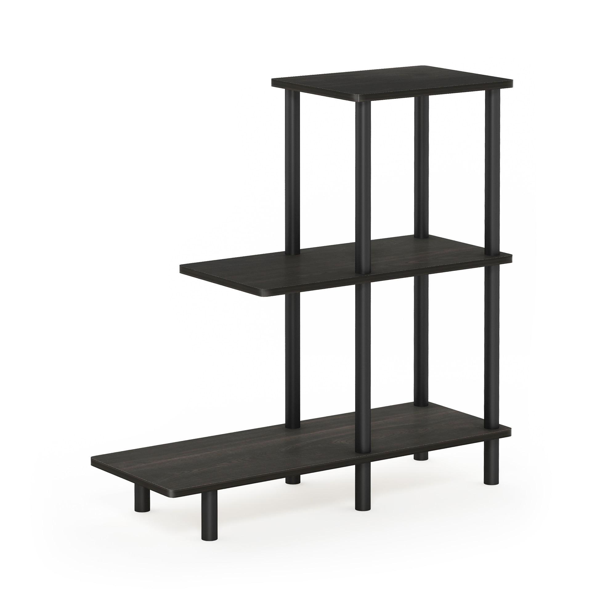 18127EX-BK Turn-N-Tube 3-Tier Sofa Side Table, Espresso & Black - 31.5 x 25.63 x 11.61 in.