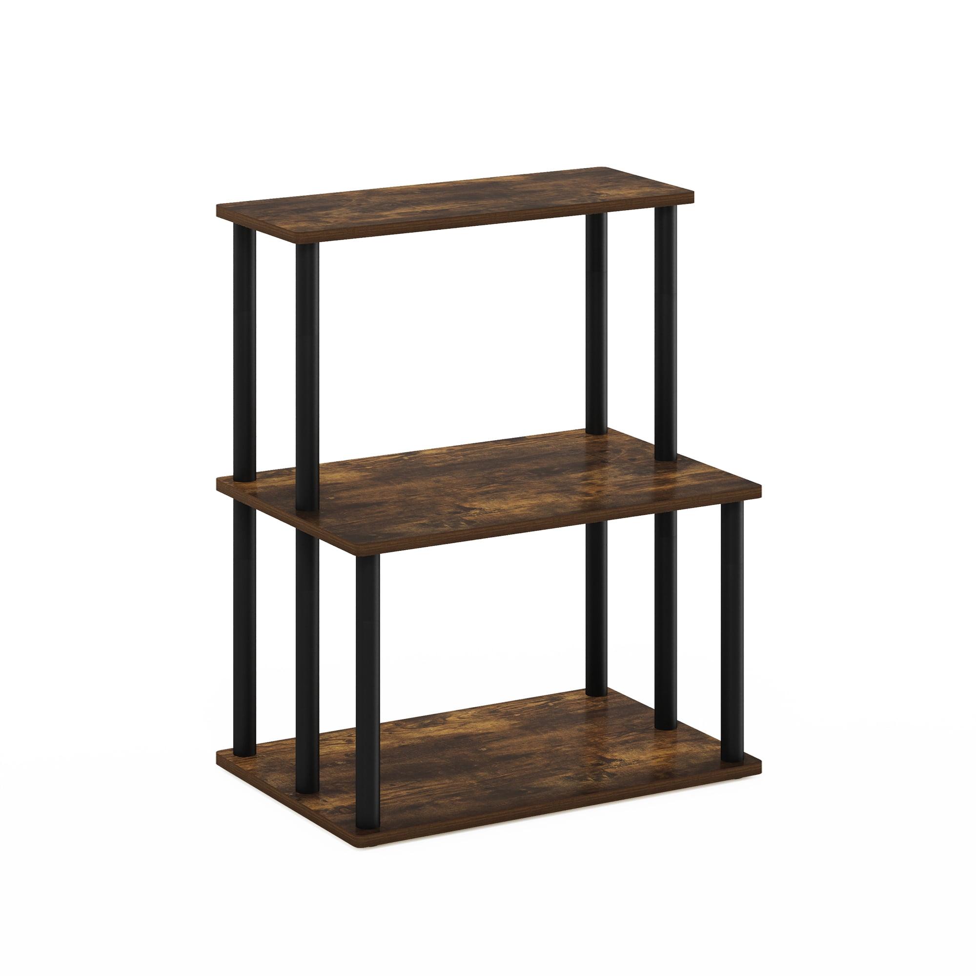 Furinno Turn-N-Tube 3-Tier Toolless Multipurpose Printer Stand Display Storage Shelf, Amber Pine/Black