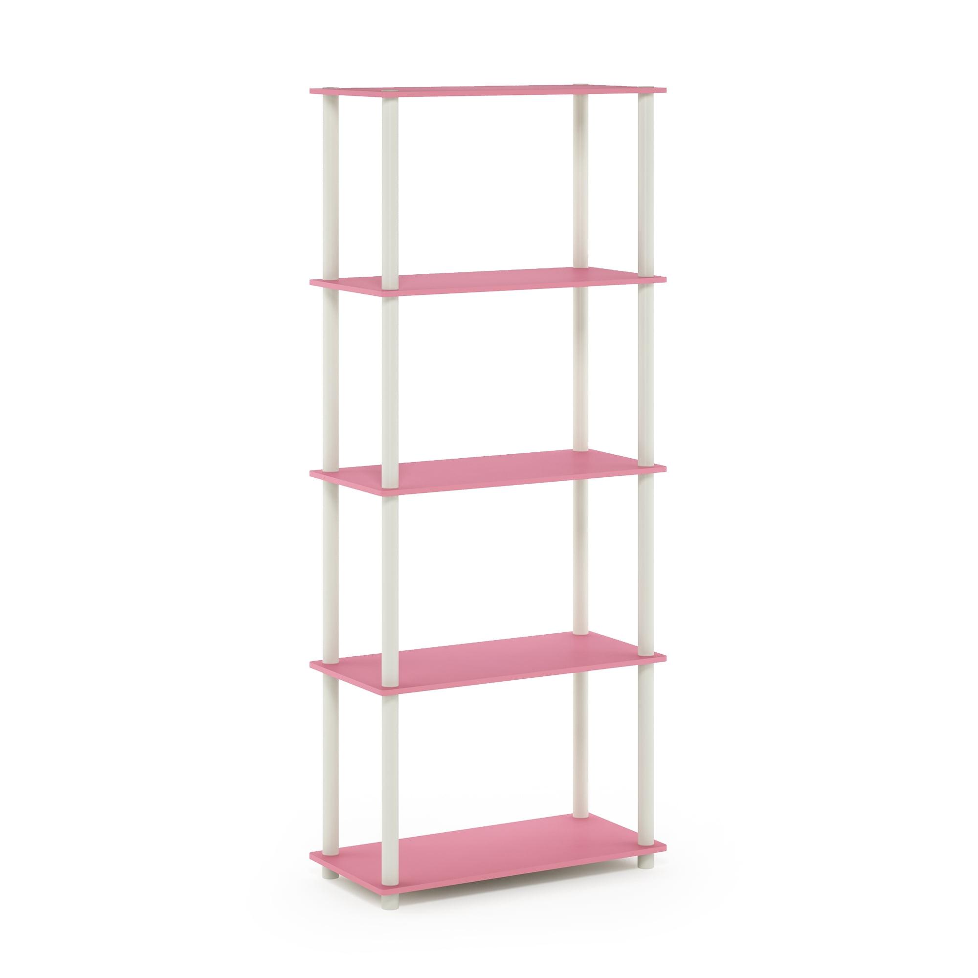 Laminated Pink and White 5-Tier Round Tube Display Shelf