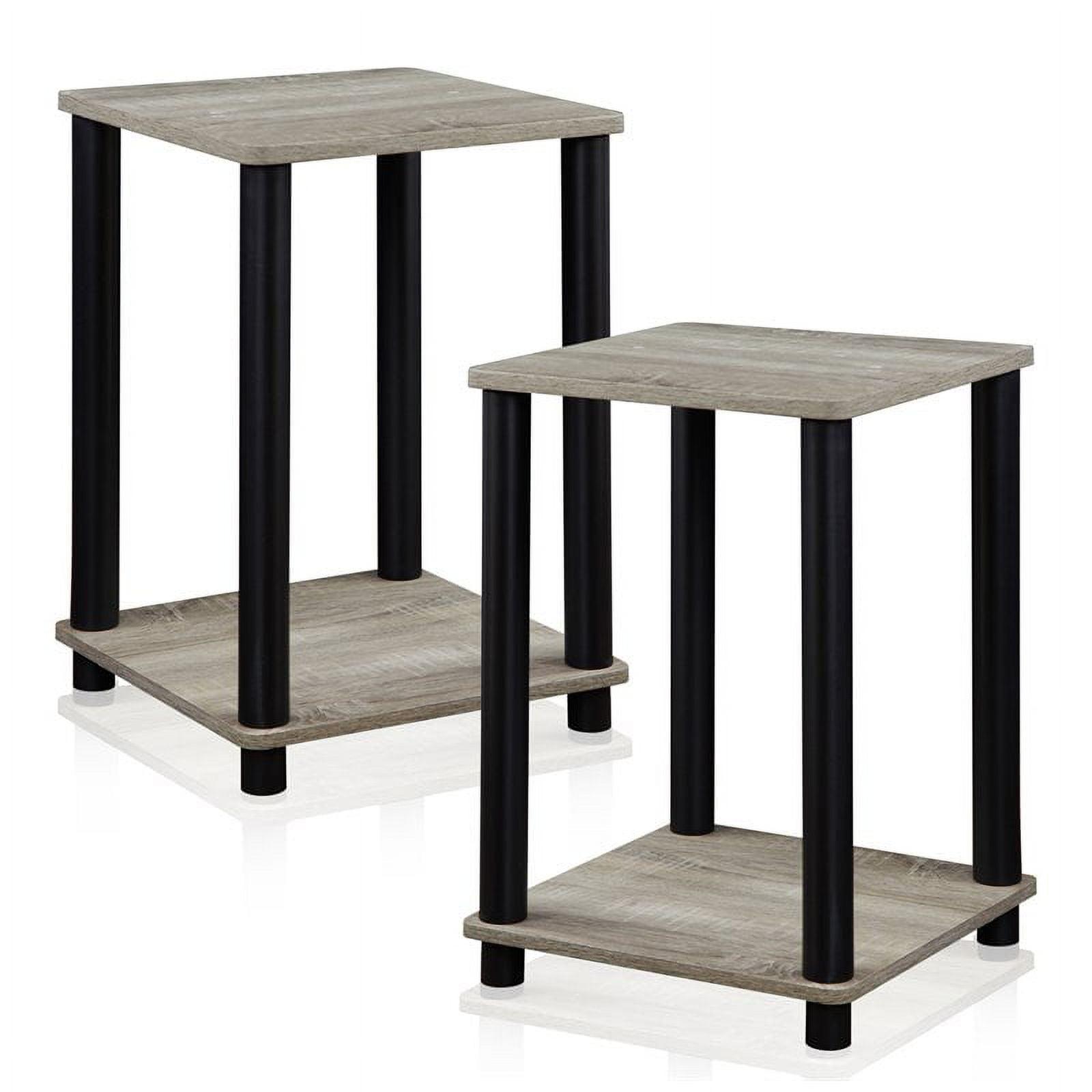 Oak Gray Square Engineered Wood and PVC End Table Set of 2