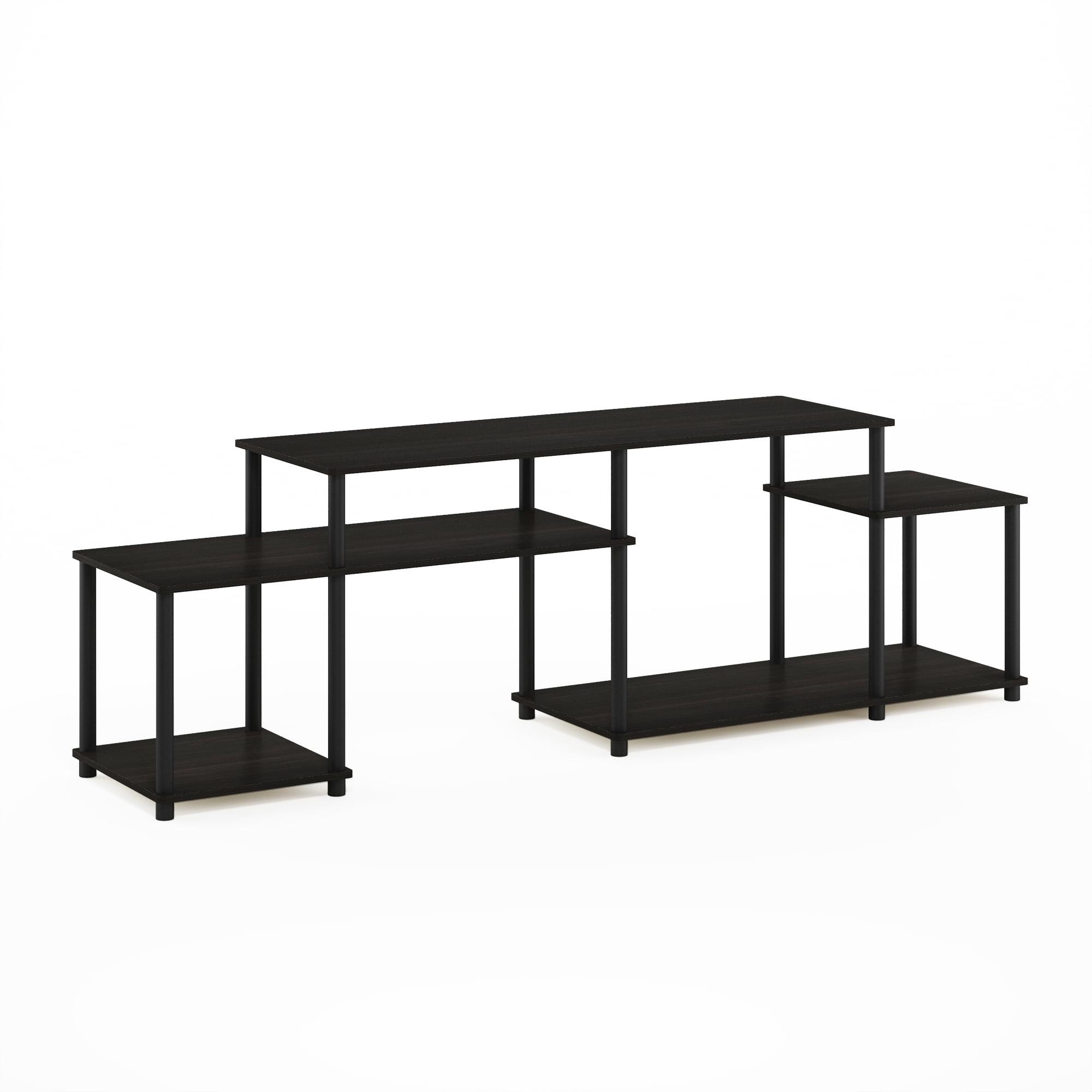 Espresso and Black Composite Wood TV Stand for 55 Inch Screen