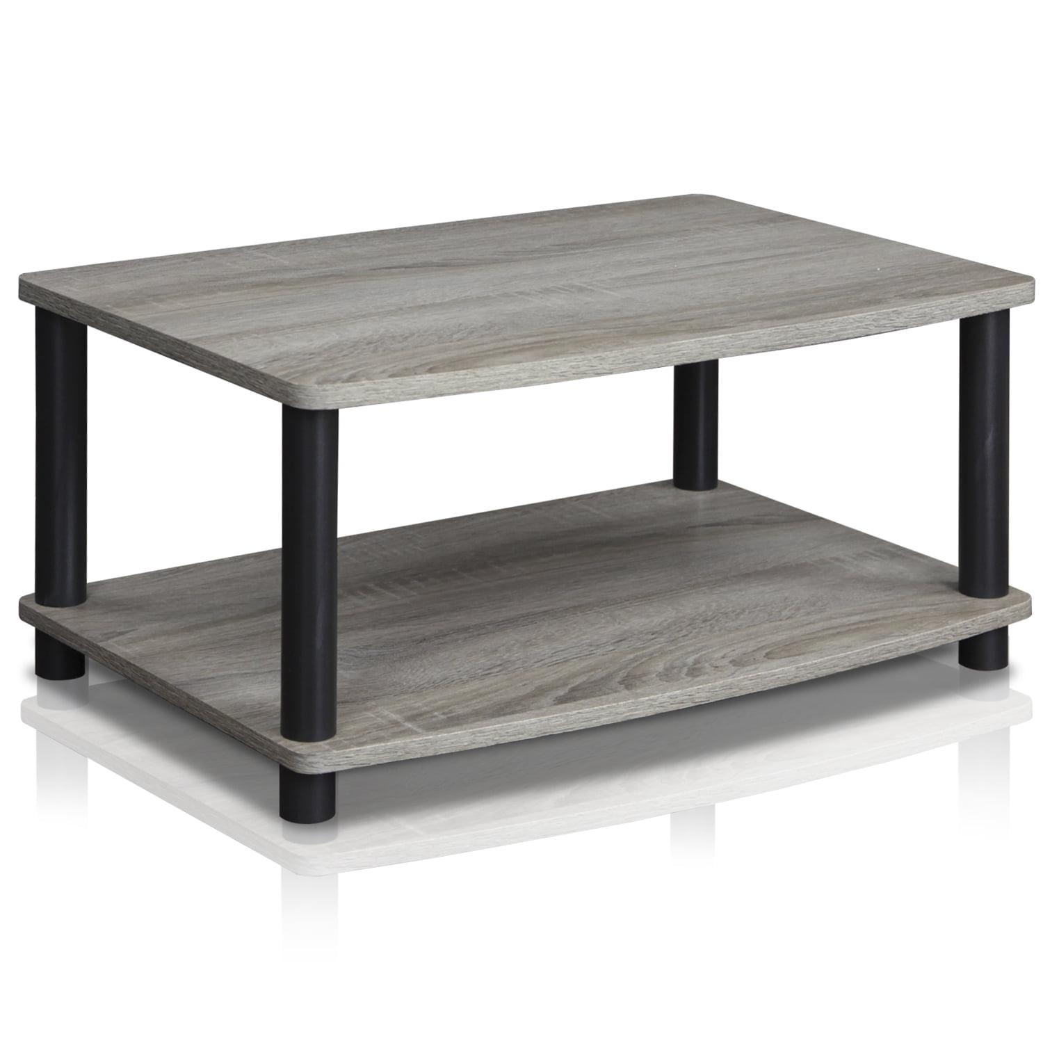 Furinno Industrial No Tools Elevated TV Stands with 2-tier Open Storage Shelves TV Console for TVs up to 25 inch Oak Grey/Black