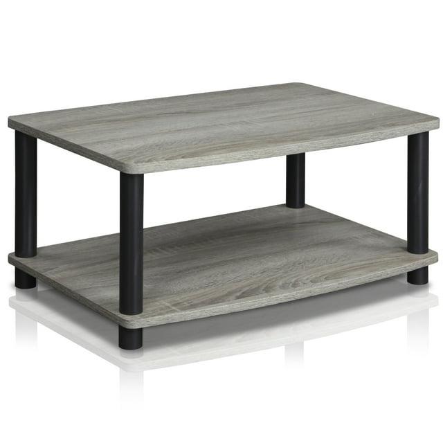 Furinno Industrial No Tools Elevated TV Stands with 2-tier Open Storage Shelves TV Console for TVs up to 25 inch Oak Grey/Black