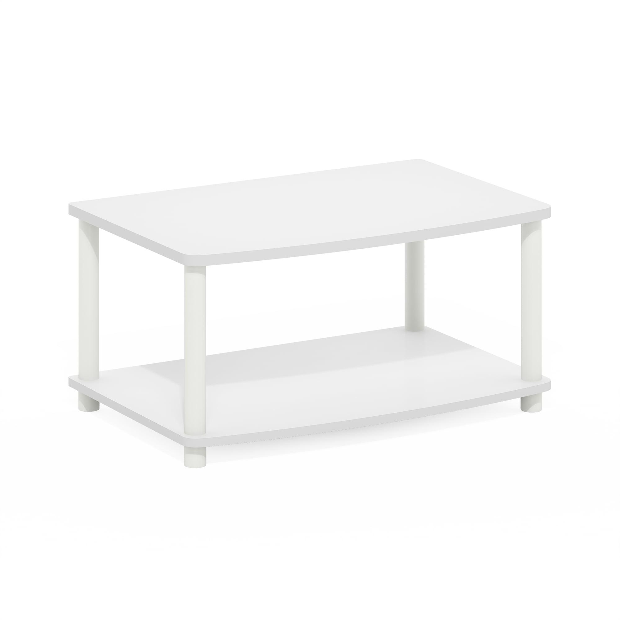 Furinno Turn-N-Tube No Tools 2-Tier Elevated TV Stands, White/White