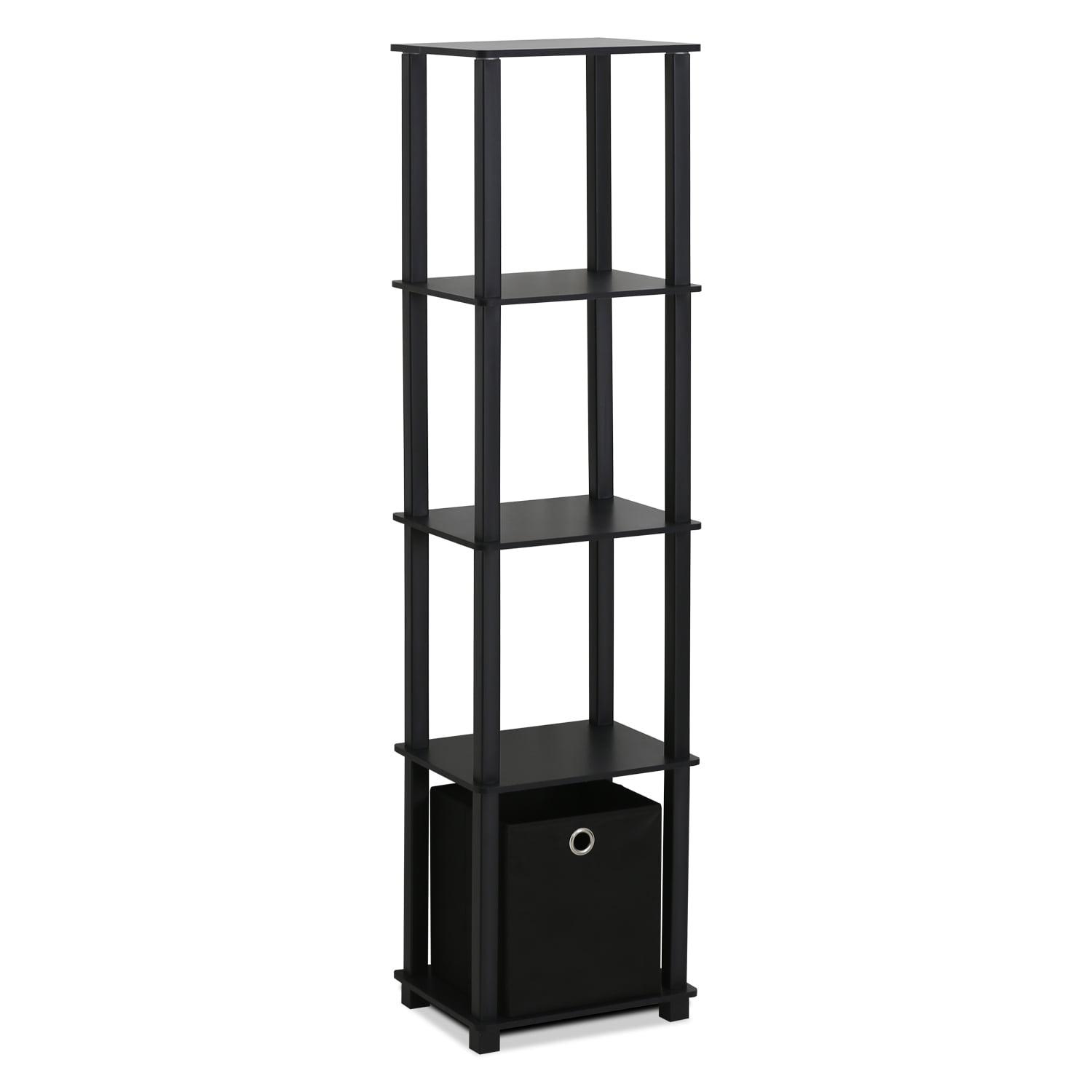 Furinno 5-Shelf Storage Bookcase Multi-Functional Bookshelf Display Rack with Drawer,Black