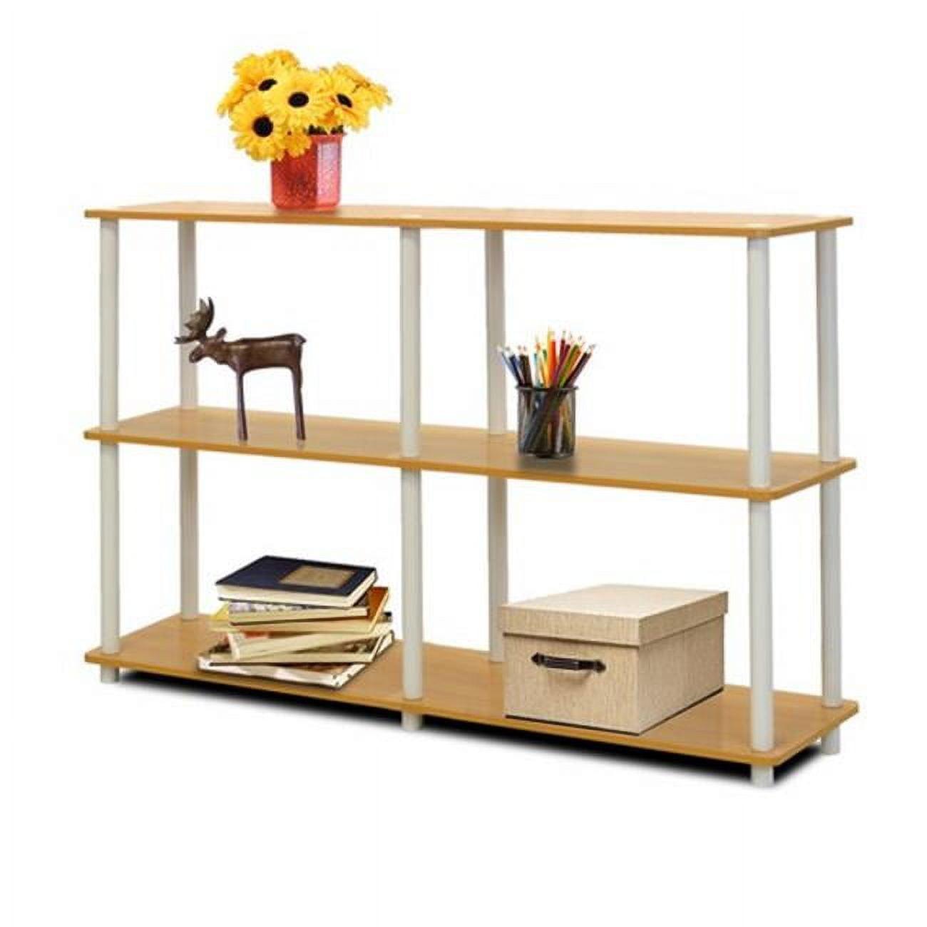 Beech and White 3-Tier Open Bookcase with Laminated Finish