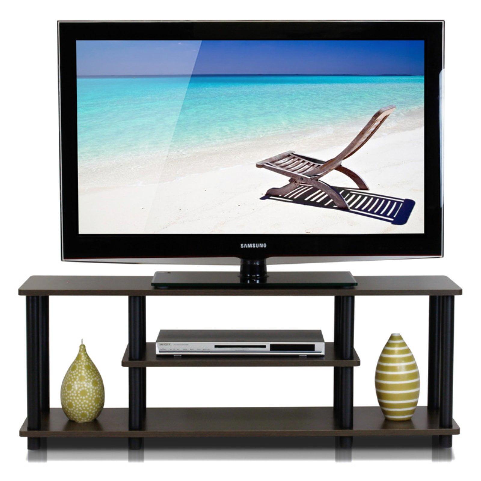 Living Room Corner TV Stand for 50" Screens in Dark Brown/Black