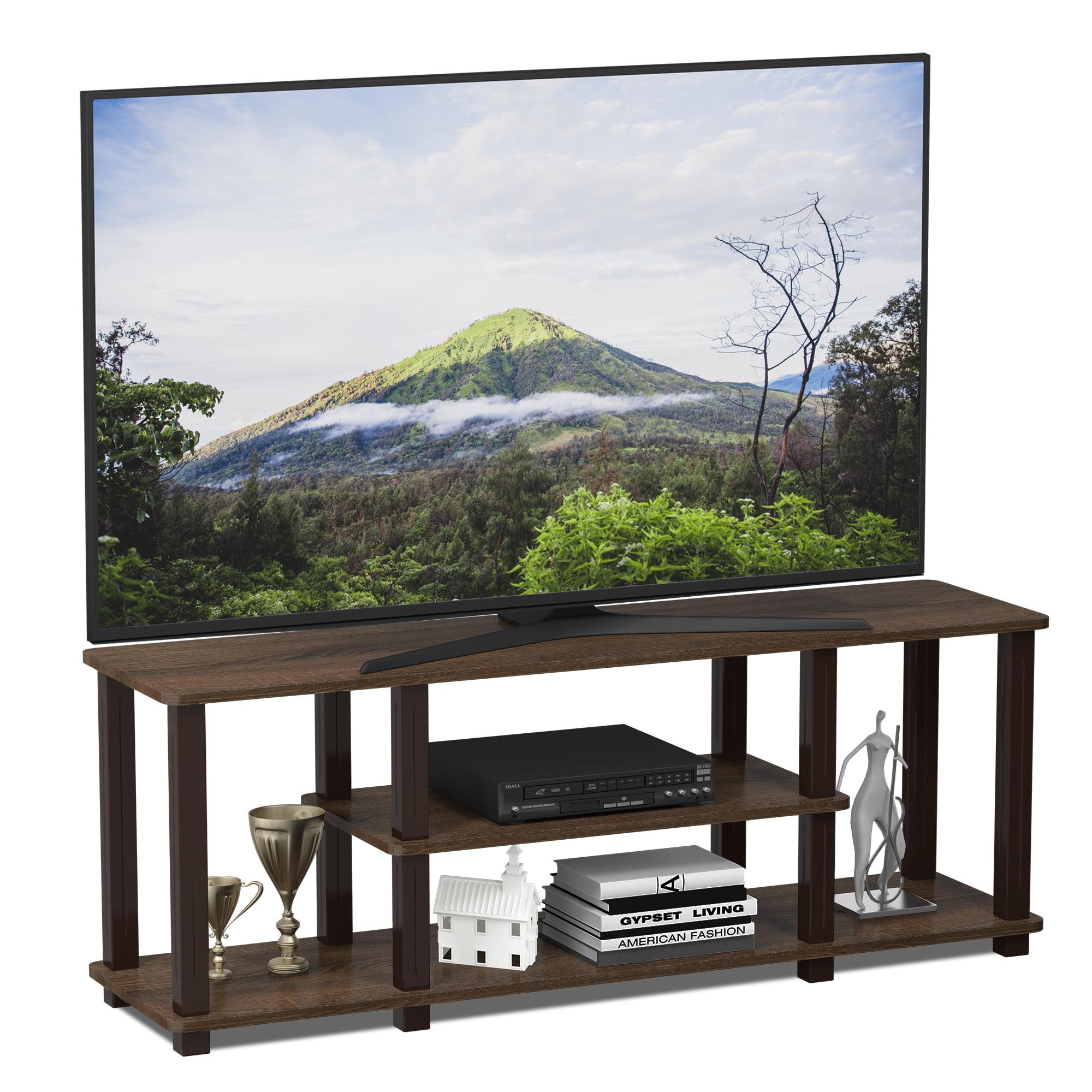 Furinno Turn-S-Tube No Tools 3D 3-Tier Entertainment TV Stands with Square Tube, Walnut/Brown, 18027WN/BR