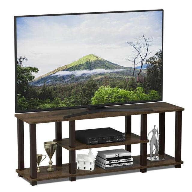 Furinno Turn-S-Tube No Tools 3D 3-Tier Entertainment TV Stands with Square Tube, Walnut/Brown, 18027WN/BR