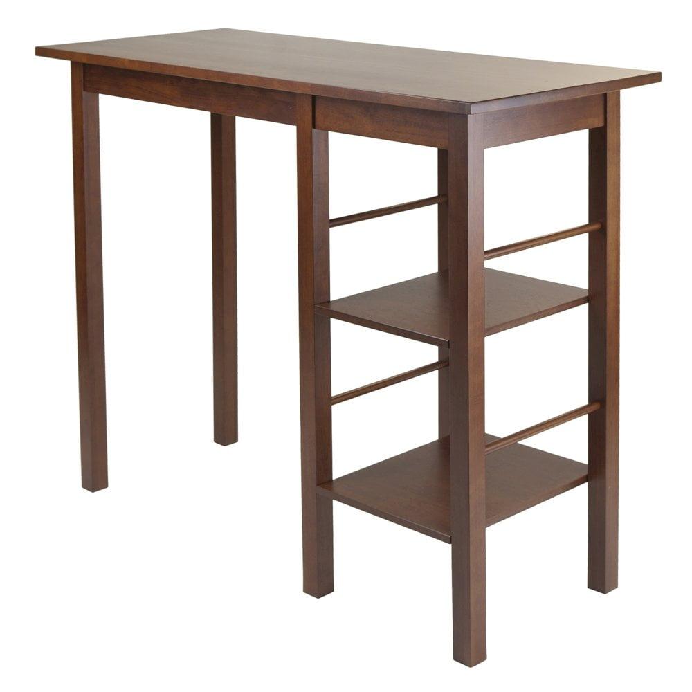 Dining Table Walnut - Winsome: Counter Height, Storage Base, Seats 4, Hardwood