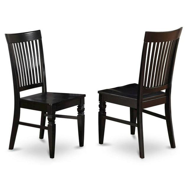 East West Furniture, Weston Dining Wood Seat Chair with Slatted Back in Black Finish, Set of 2