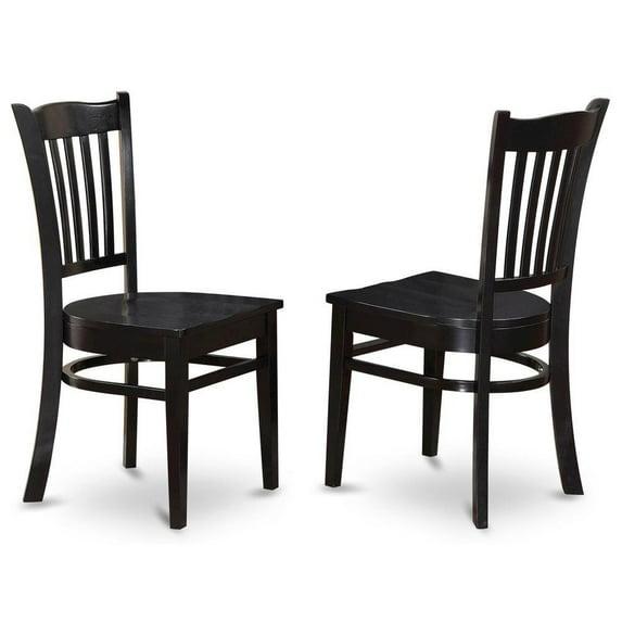 East West Furniture, Groton  Dining  Chair  With  Wood  Seat  In  Black  Finish,  Set  of  2
