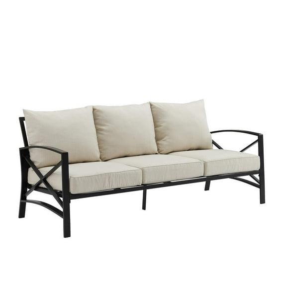Kaplan Outdoor Metal Sofa Oil Rubbed Bronze with Oatmeal Cushions - Crosley: Steel Frame, UV-Resistant, 3-Seater