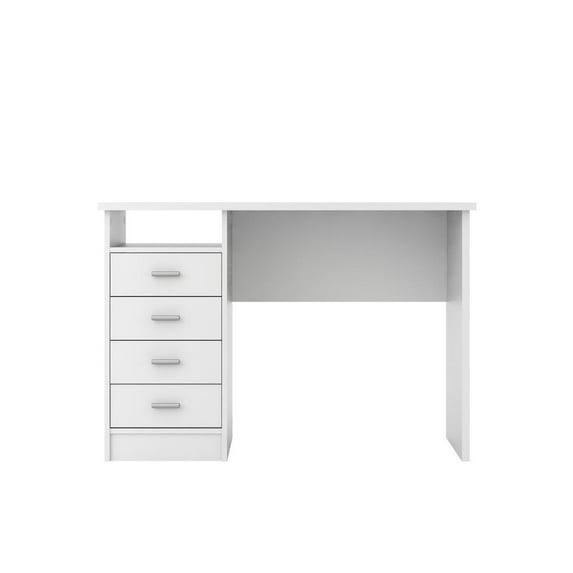Tvilum Warner 4 Drawer Office Desk with 1 Shelf for Adults, White Finish