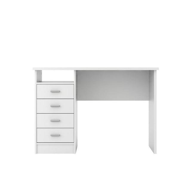 Tvilum Warner 4 Drawer Office Desk with 1 Shelf for Adults, White Finish