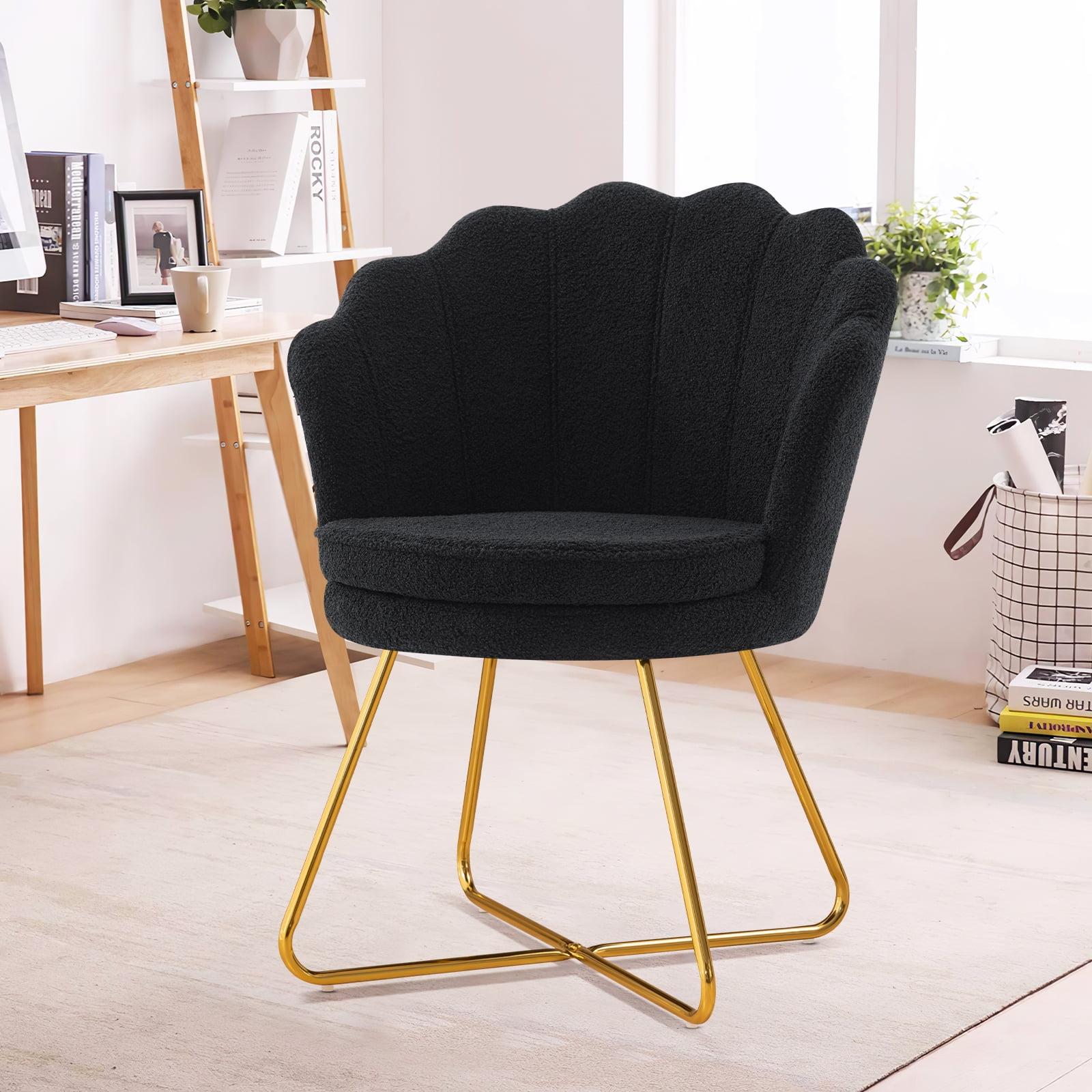 Black Velvet Barrel Accent Chair with Gold Legs