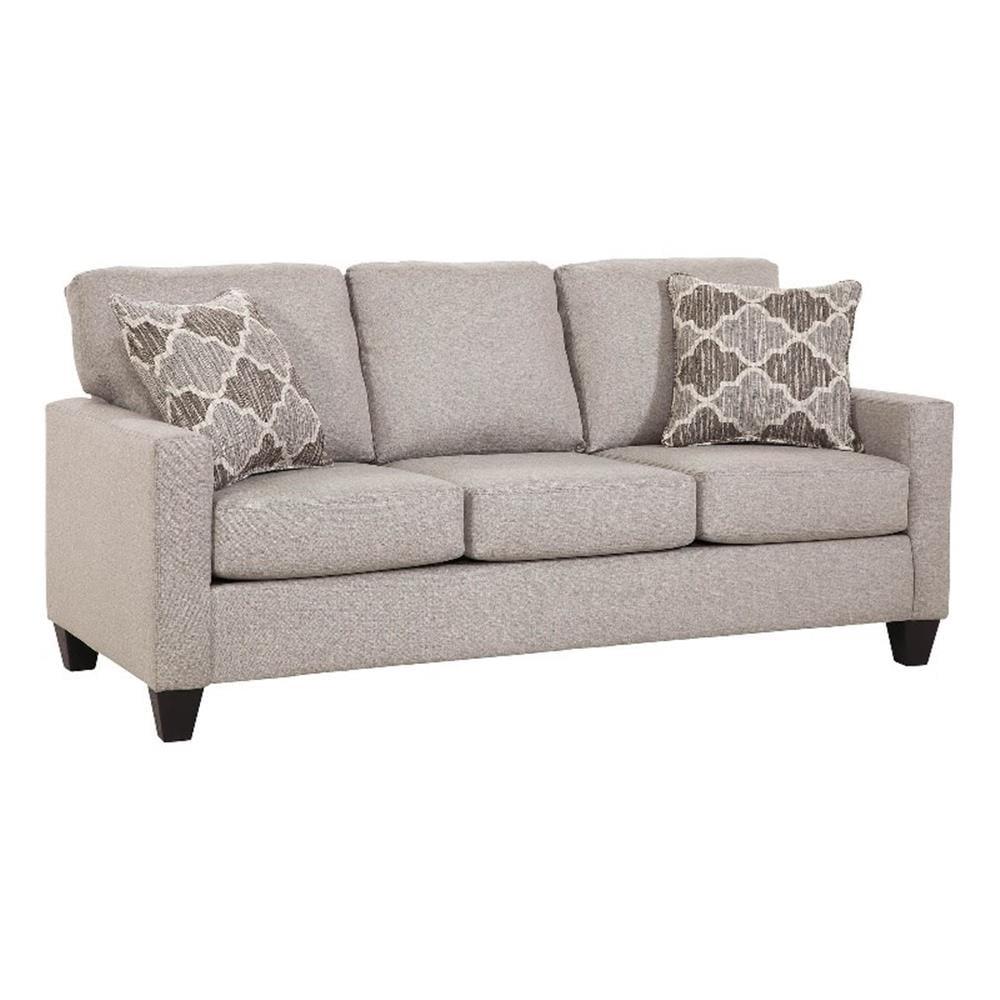 Gray Linen Apartment Sofa with Moroccan Accent Pillows