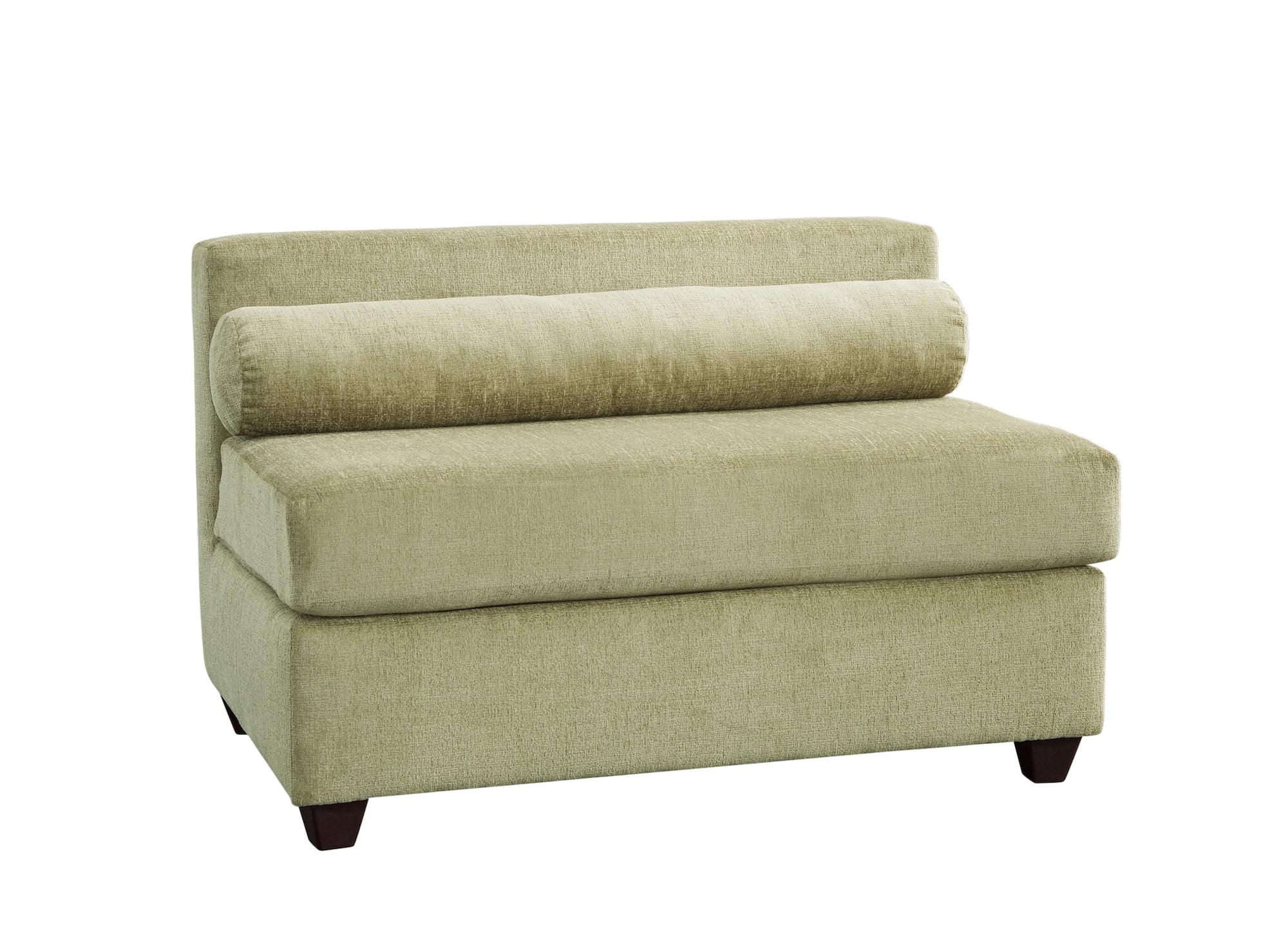 Fern Green Fabric Armless Loveseat with Pillow Back