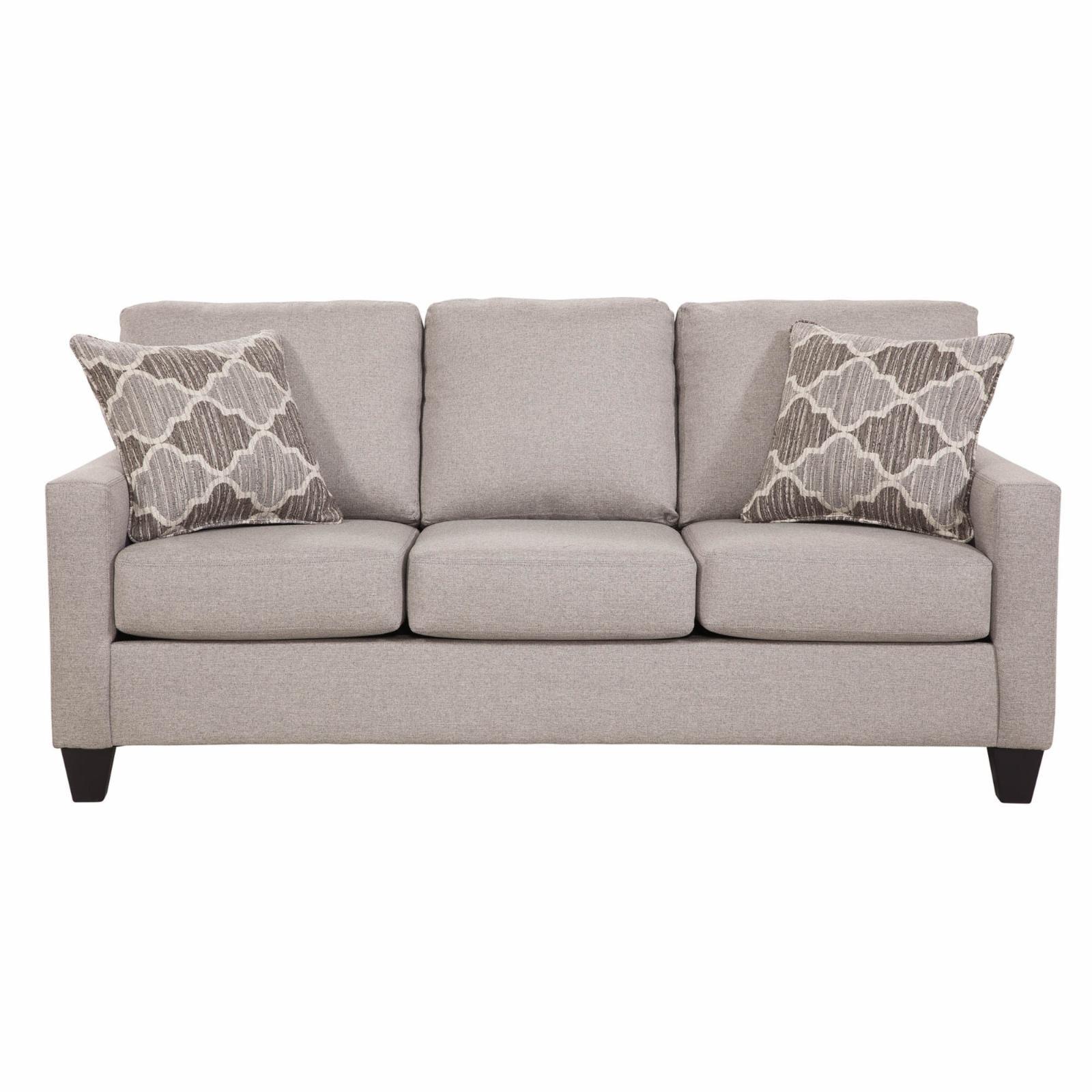 Queen Brown Linen Track Arm Sleeper Sofa with Pillows