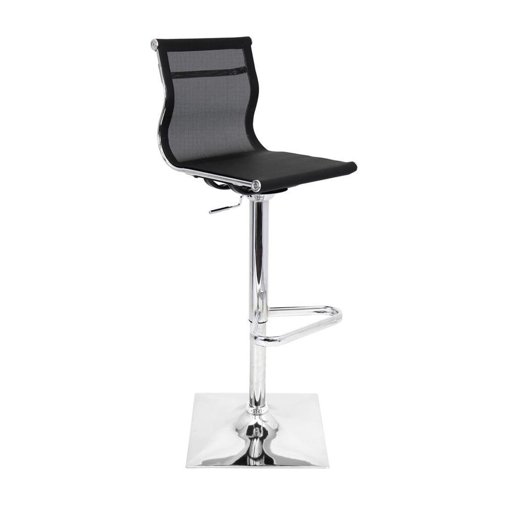 LumiSource Mirage 33.25" Barstool Metal/Black: Adjustable, Swivel, Low Back, Modern Design