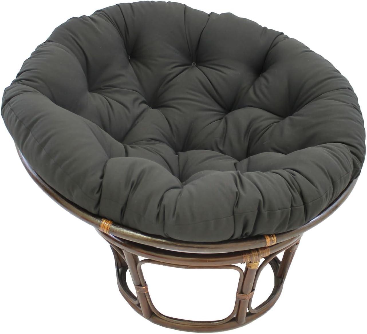 International Caravan 42-Inch Rattan Papasan Chair with Solid Twill Cushion