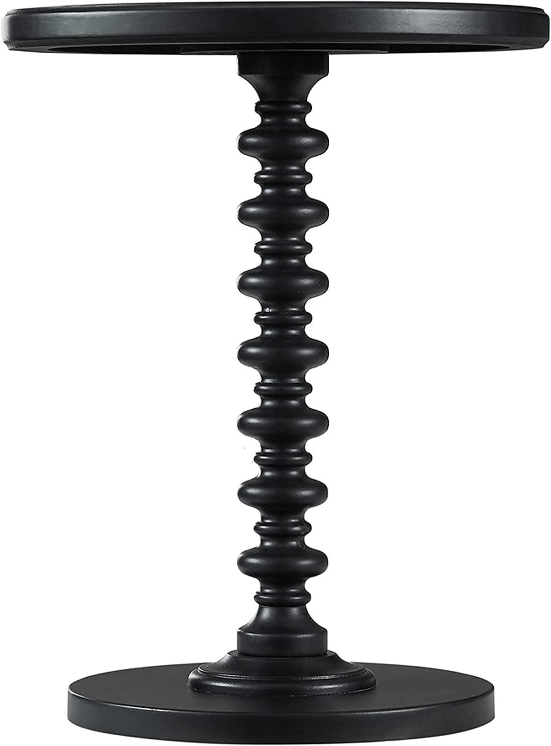 Black Round Wood Spindle Accent Table